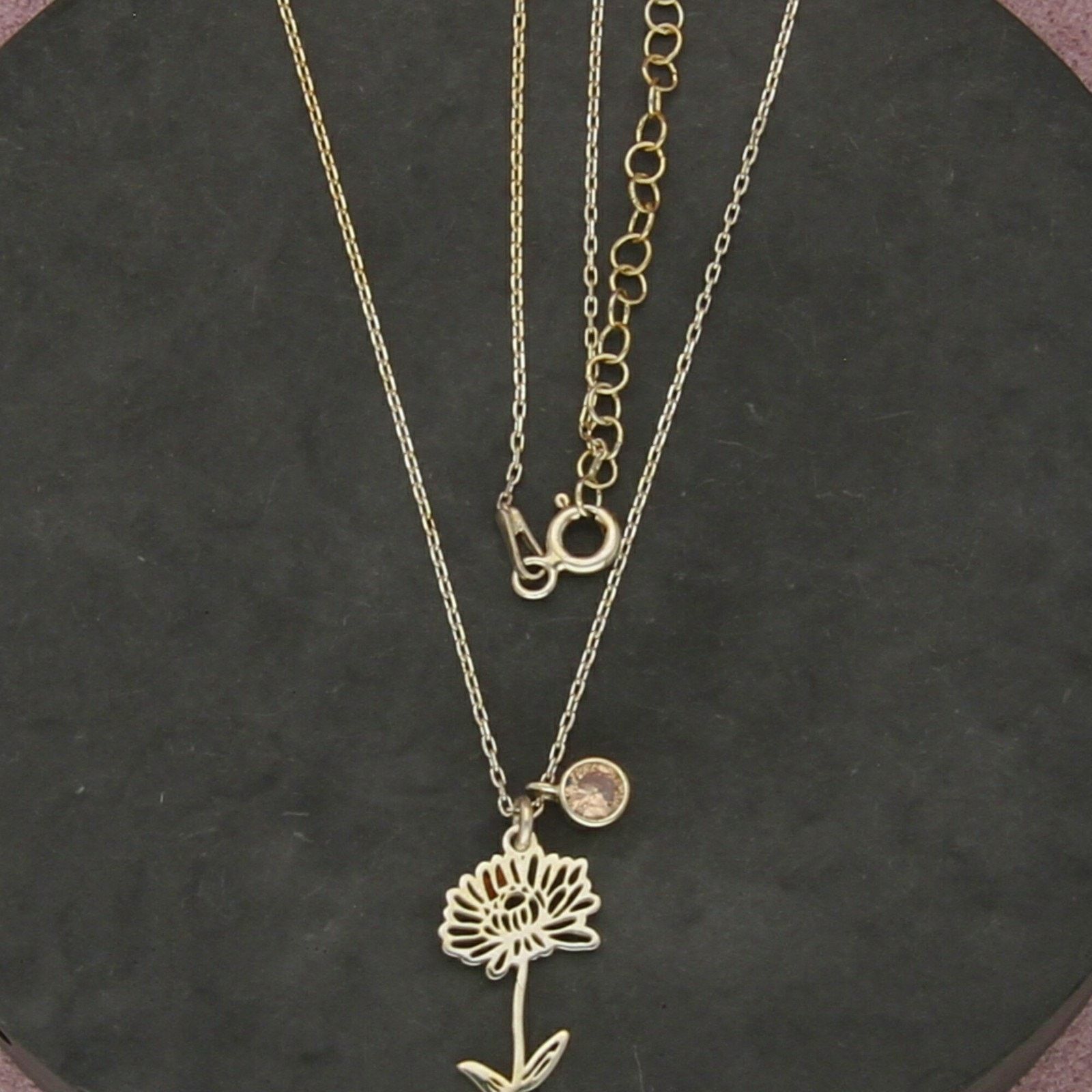Sterling Silver sterling silver gold plate cz flower necklace 16.5-18.5in Size ONE SIZE - 3 Thumbnail