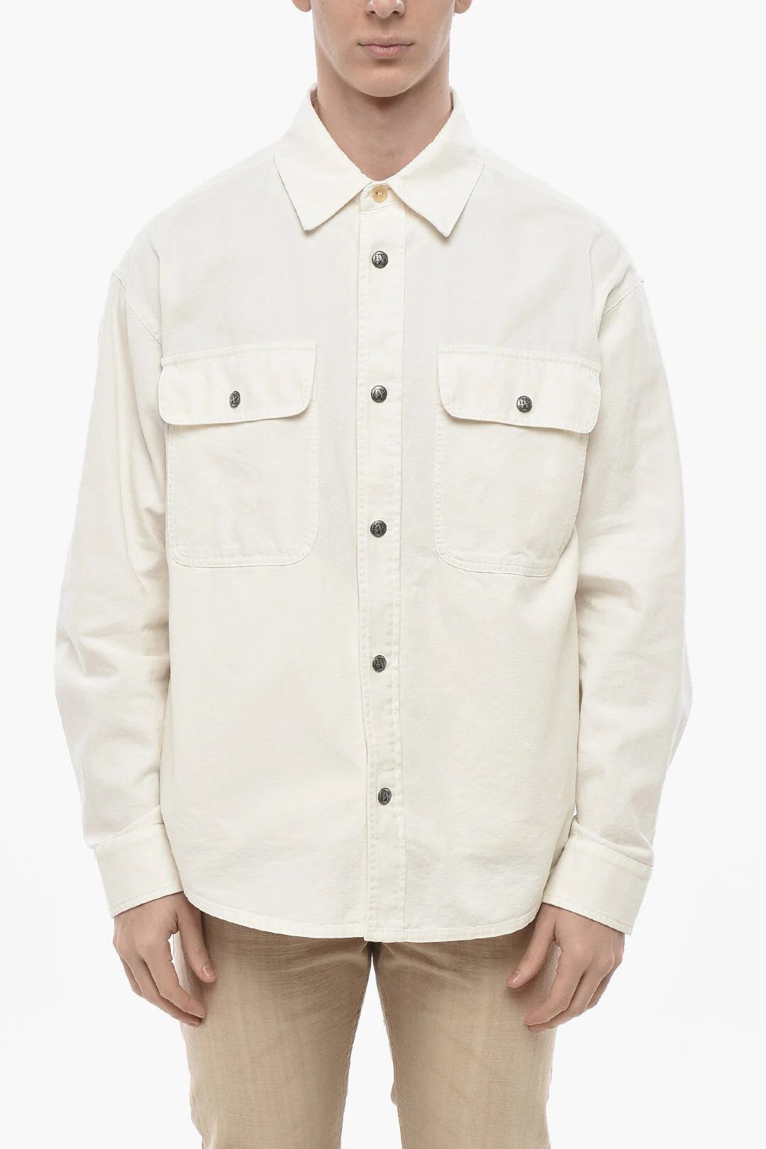 Palm Angels og1mm0226 Denim Shirt in White Size US S / EU 44-46 / 1 - 1 Thumbnail