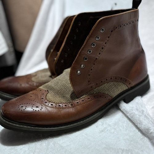 Paolo Vandini London Brown Leather/Canvas Lace up Boots EU 4