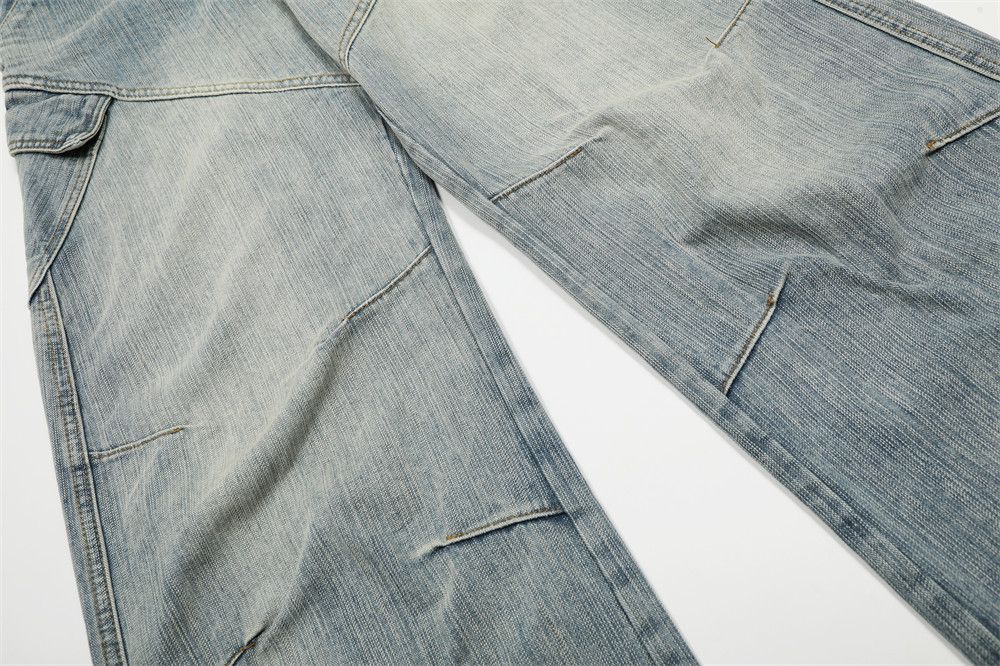 Men's high street washed distressed cargo jeans
