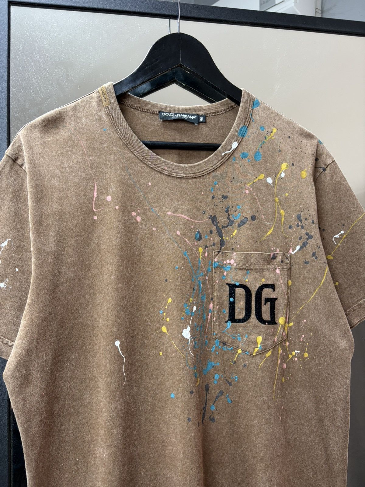 Vintage Dolce & Gabbana Paint Splatter Tee Brown DG Archive