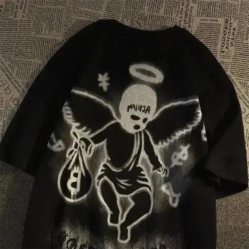 Designer Retro Dark Angel T-shirt Loose Hip Hop Style for Couples Size US L / EU 52-54 / 3 - 1 Thumbnail
