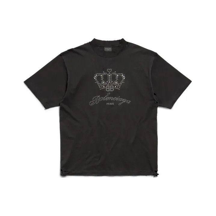 Balenciaga Balenciaga Black Crown Print Short Sleeve Tee Size US S / EU 44-46 / 1 - 1 Thumbnail
