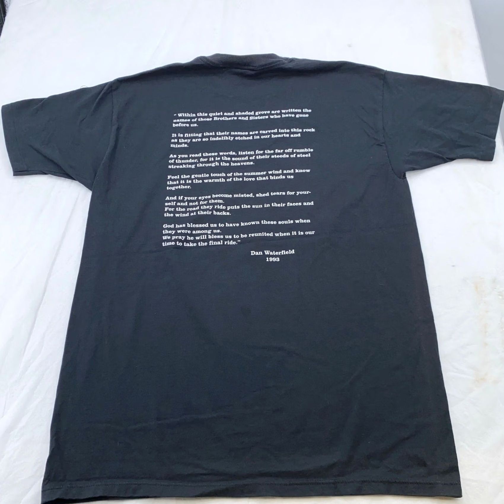 Vintage vtg 90s OHIO ABATE MOTORCYCLE MEMORIAL DAN WATERFIELD 1995 T-Shirt LARGE biker Shirt Mens Black 90s event theme 80s 90s Size US L / EU 52-54 / 3 - 3 Thumbnail