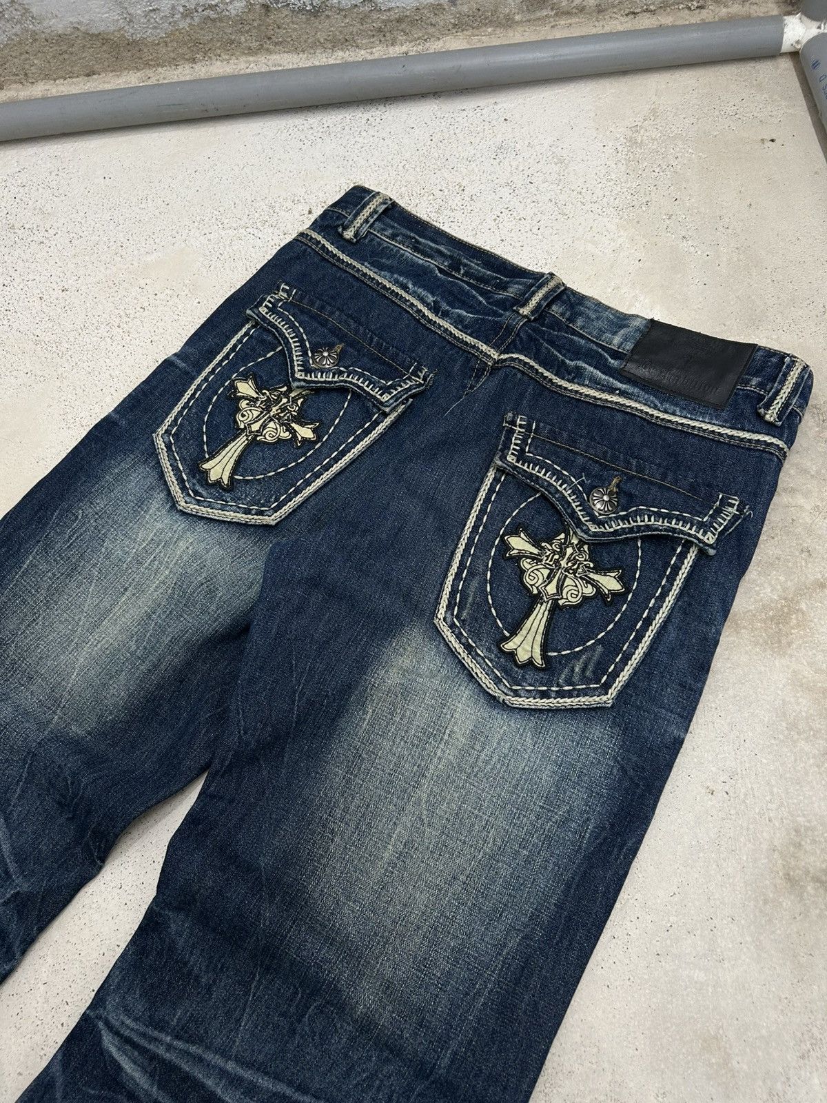 Le Grande Bleu (L.G.B.) Baggy Embroidered Jeans Be Ambition Brand Design Cross Patch Size US 34 / EU 50 - 14 Thumbnail