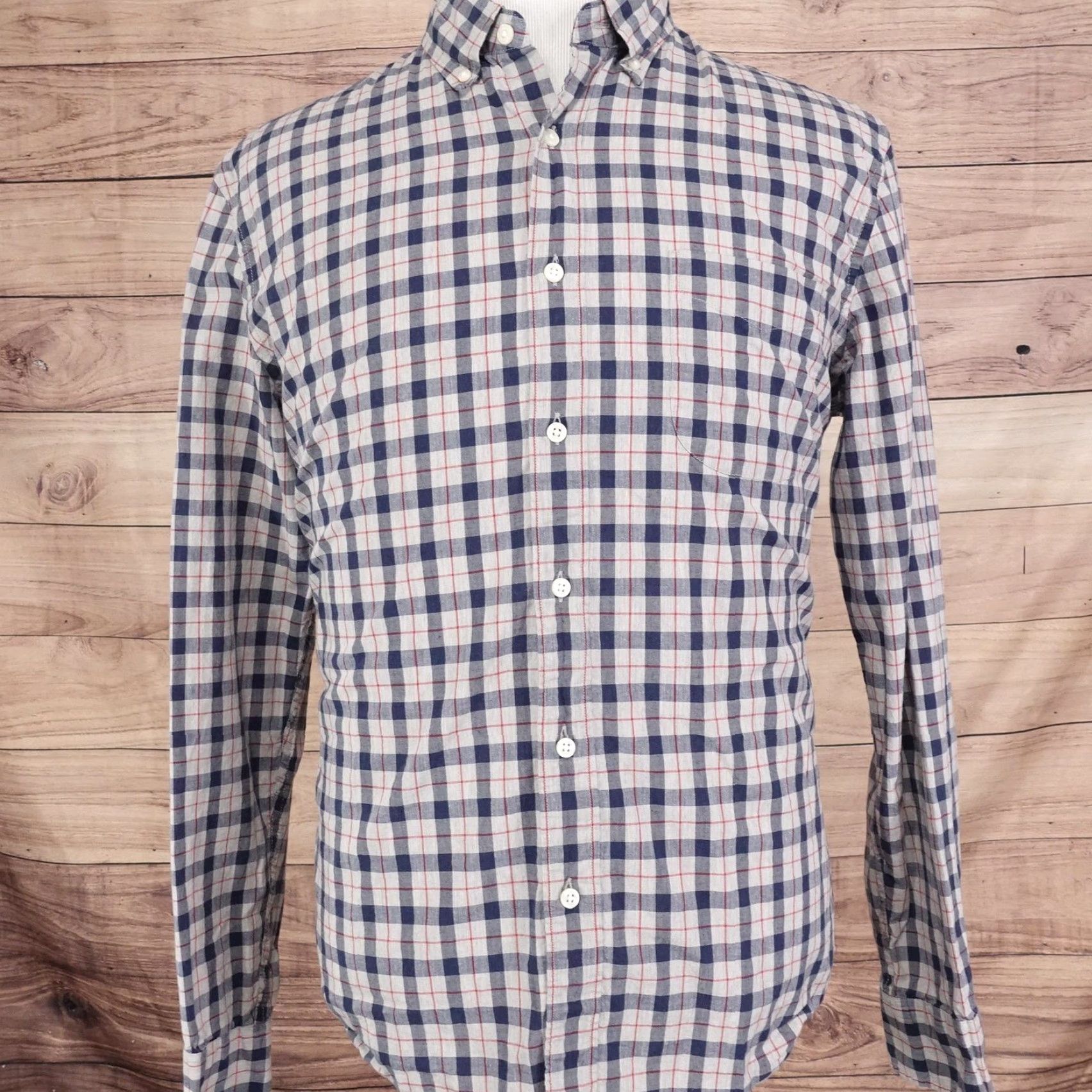 J.Crew VINTAGE J.CREW Shirt Men Large Blue Red Gray Plaid Button-Down Slim Secret Wash Stretch Adult Large Blue Plaid 90s or 2000s? Size US L / EU 52-54 / 3 - 3 Thumbnail