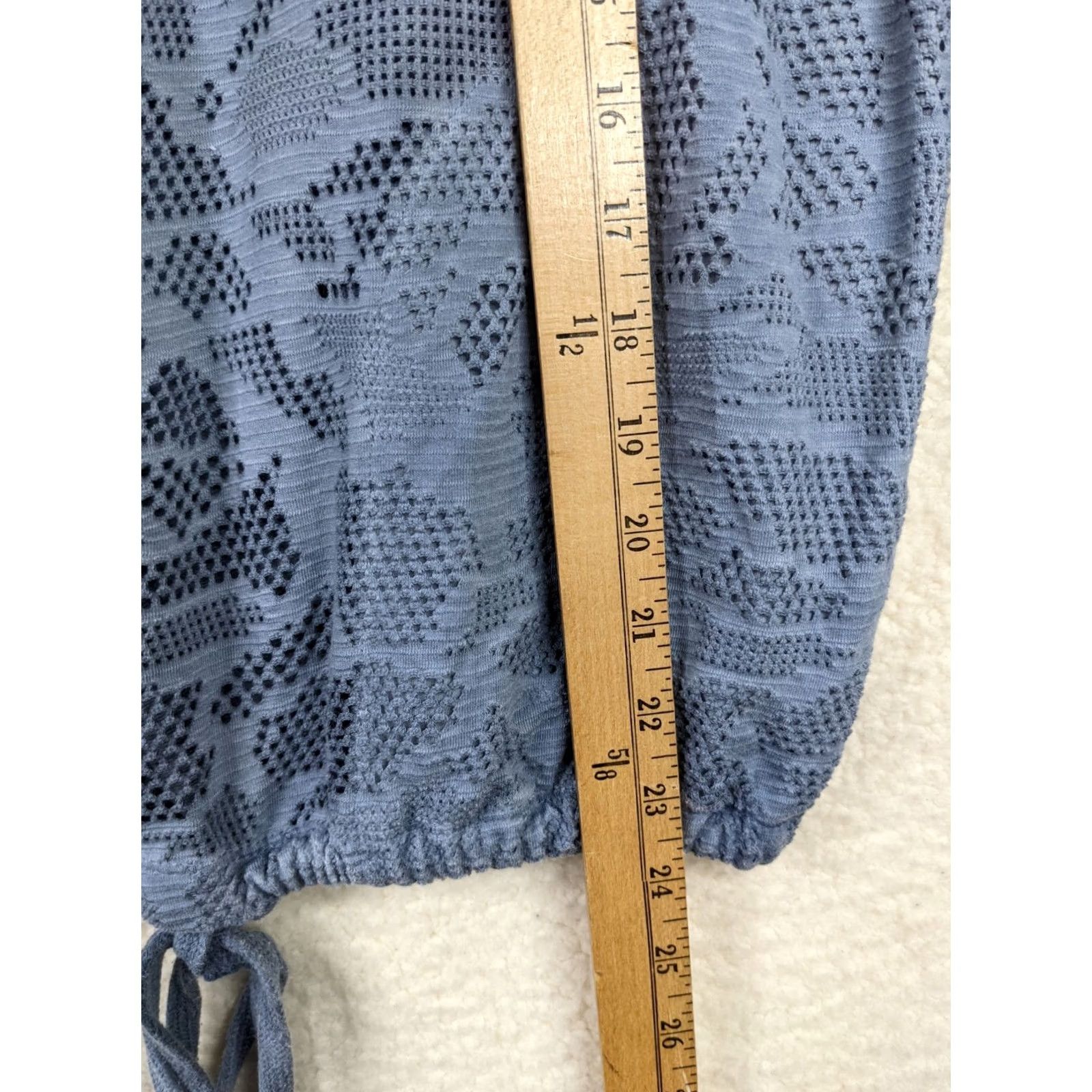 Anthropologie Anthropologie Saturday Sunday Teal Blue Lace Top XS Womens Tie Waist Round Neck Pullover Casual Shirt Size XS / US 0-2 / IT 36-38 - 3 Thumbnail