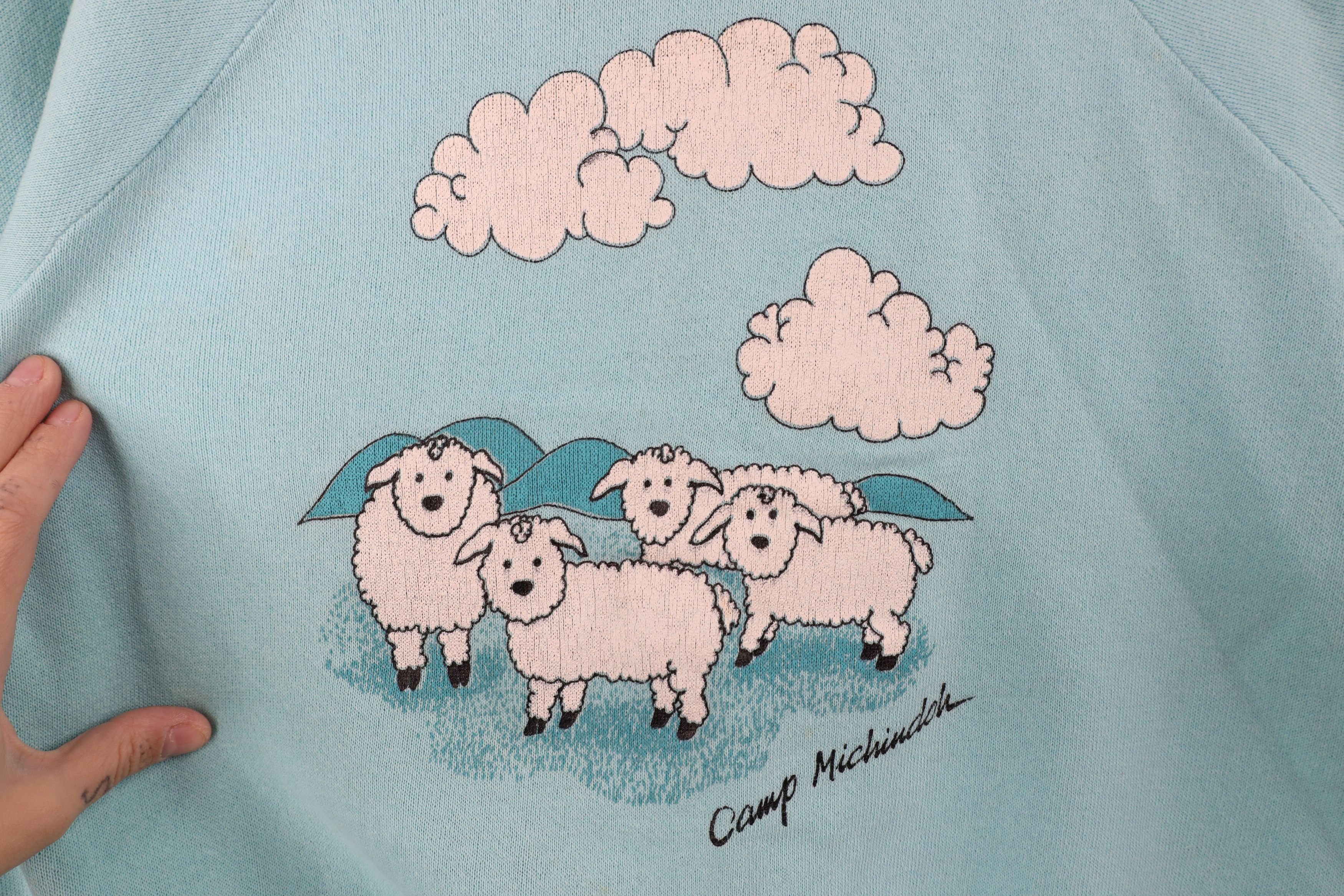 Vintage Vintage 70s 80s Michindoh Sheep Crewneck Sweatshirt Blue USA Size M / US 6-8 / IT 42-44 - 4 Thumbnail