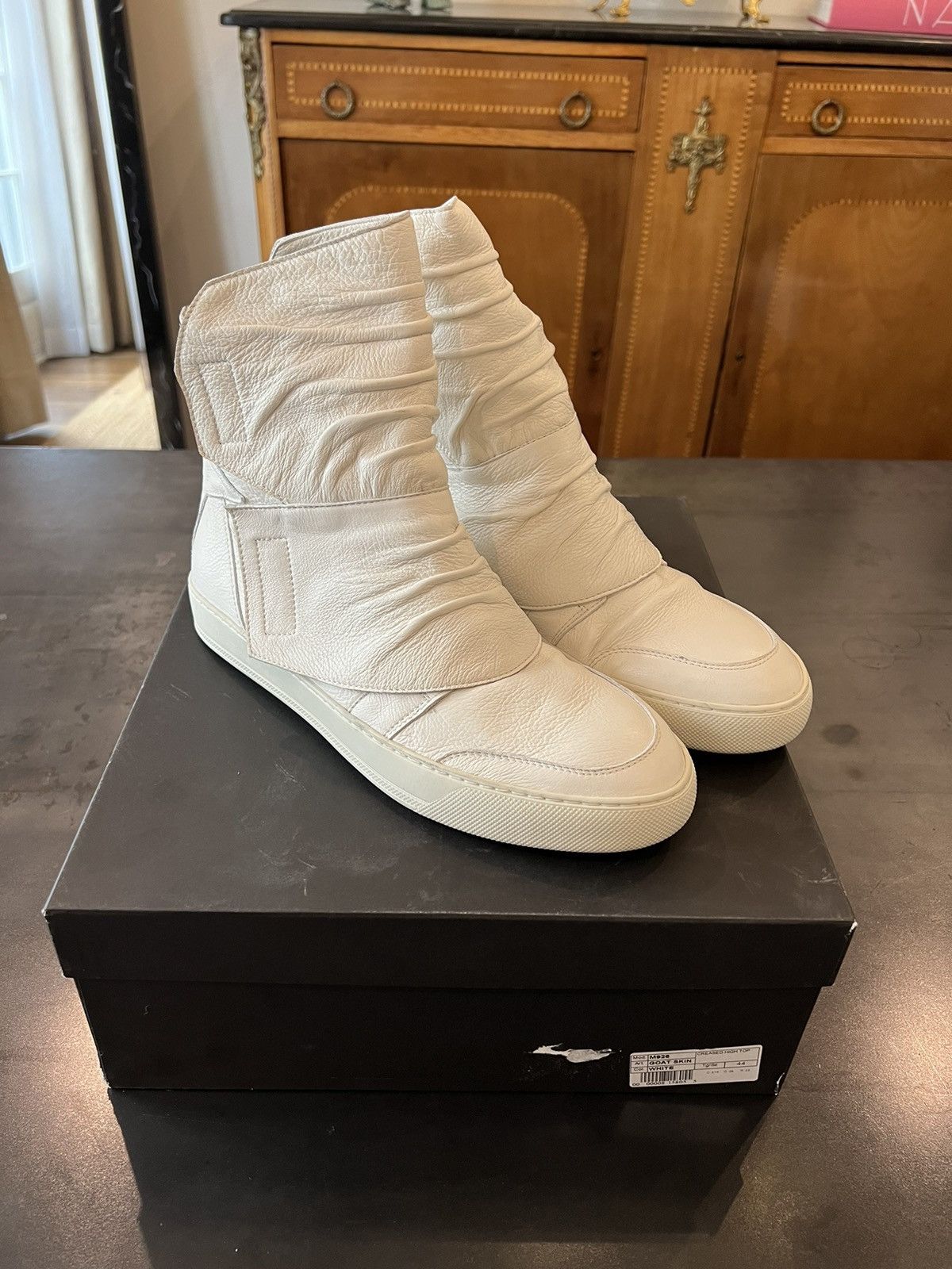 image of Alexandre Plokhov Leather Men’S Eu 44 High Top Sneaker in White, Men's (Size 10)