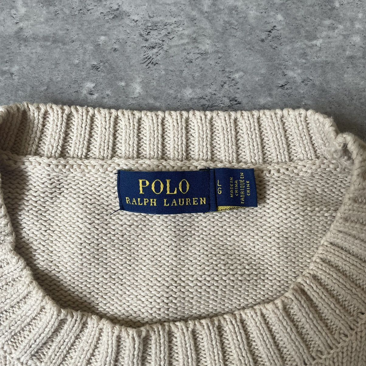 Polo Ralph Lauren × Ralph Lauren × Vintage Polo Ralph Lauren Polo Bear Knit Sweatr Begie Size L / US 10 / IT 46 - 4 Thumbnail