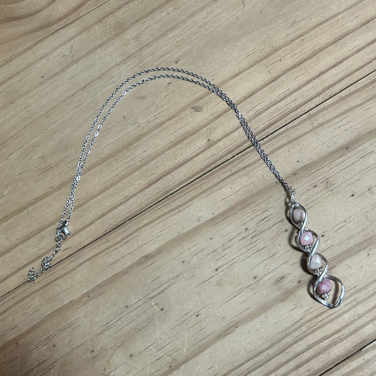 Handmade Handcrafted genuine faceted rhodonite twist cage necklace Size ONE SIZE - 5 Thumbnail