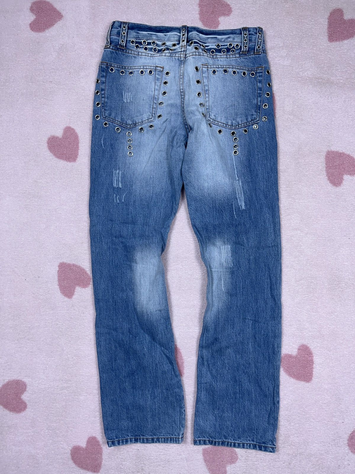 Japanese Brand × Vintage ➕ y2k vintage studded avant garde straight Japanese jeans Size US 31 - 2 Thumbnail