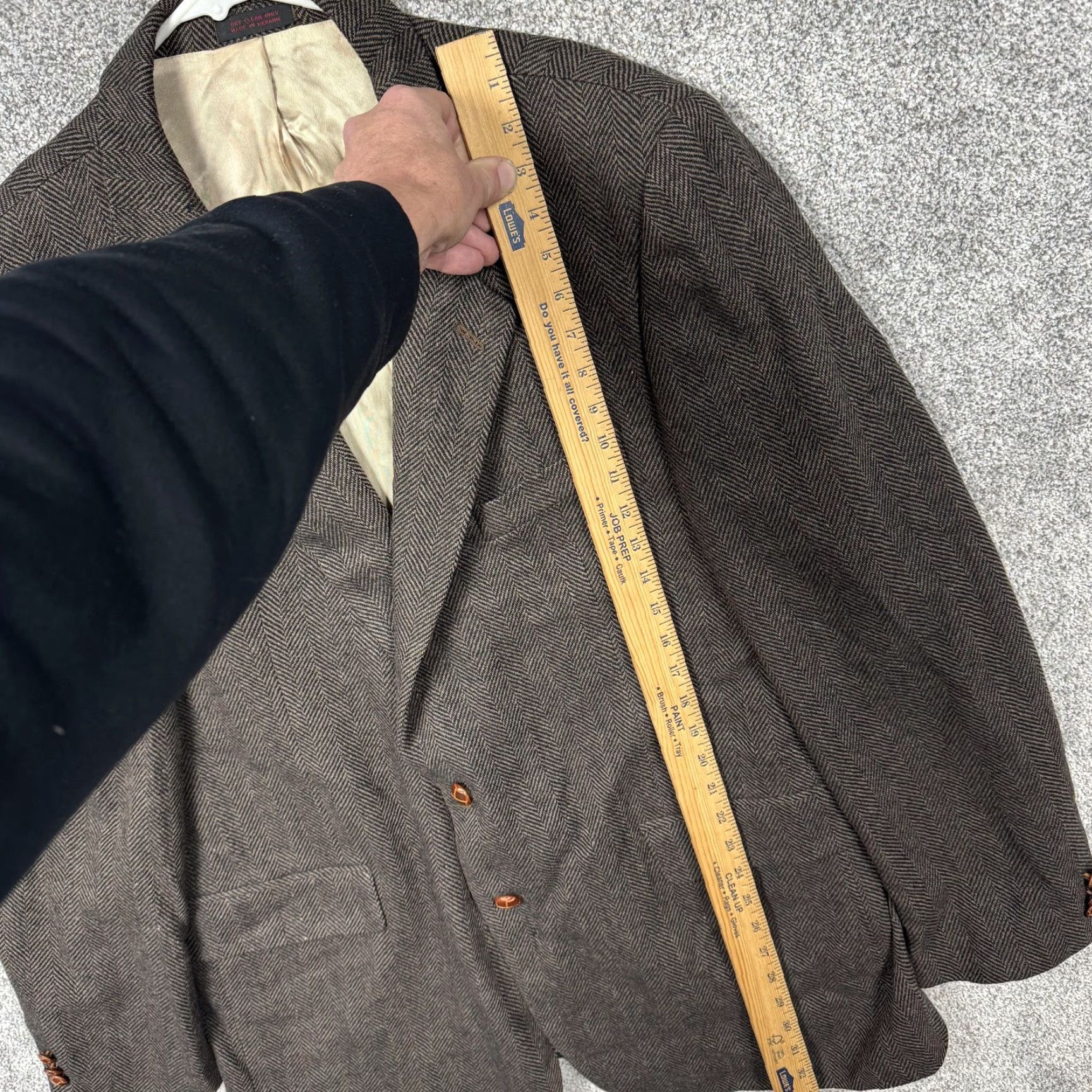 Vintage Boston's Trader Sport Coat Mens 46 Brown Wool Herringbone Tweed Blazer Classic Size 46R - 2 Thumbnail