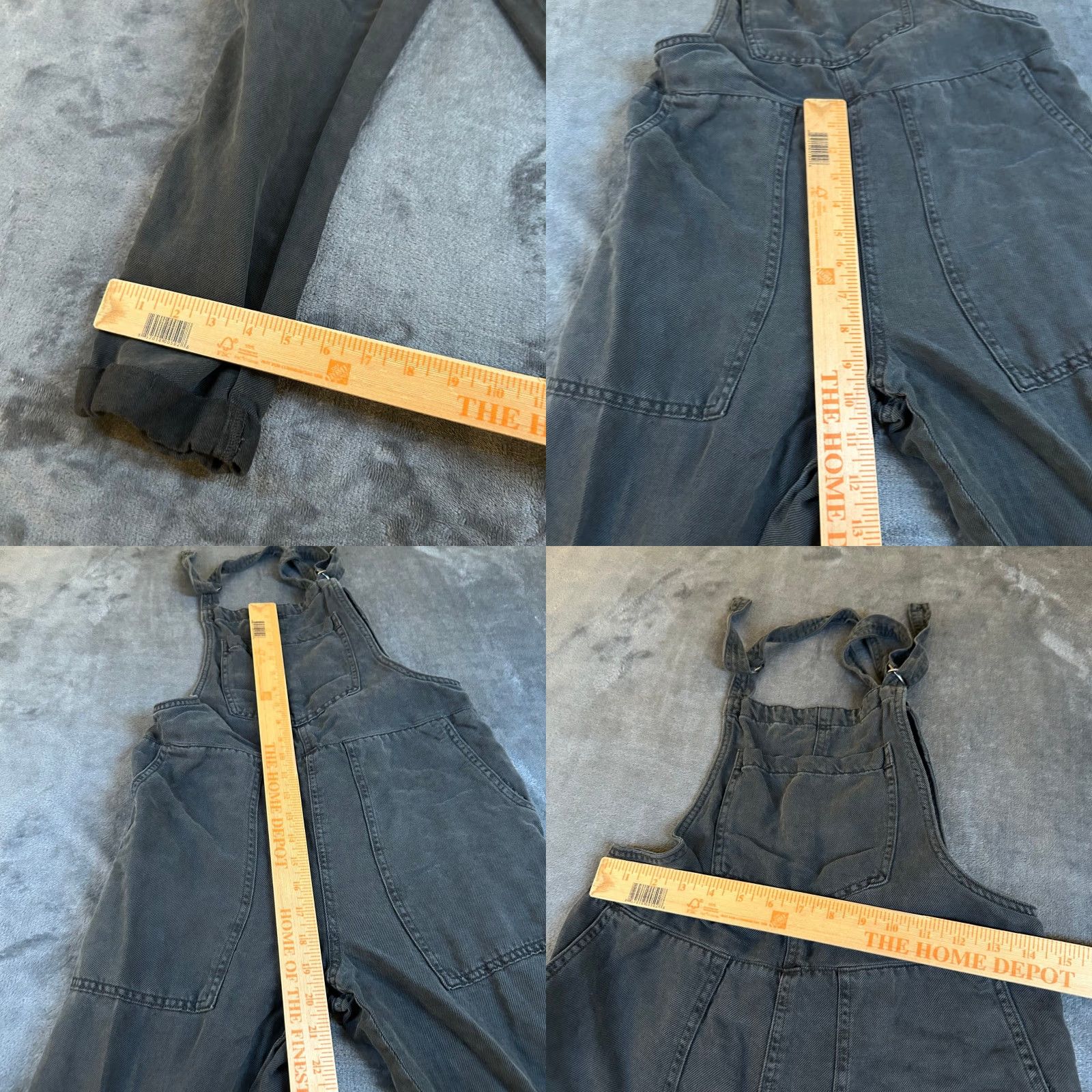 Vintage Aerie Overalls Jumpsuit One-Piece Casual Linen Lyocell Gray Womens XS Adjustable Straps Pockets Solid Sleeveless Size 26" / US 2 / IT 38 - 8 Thumbnail