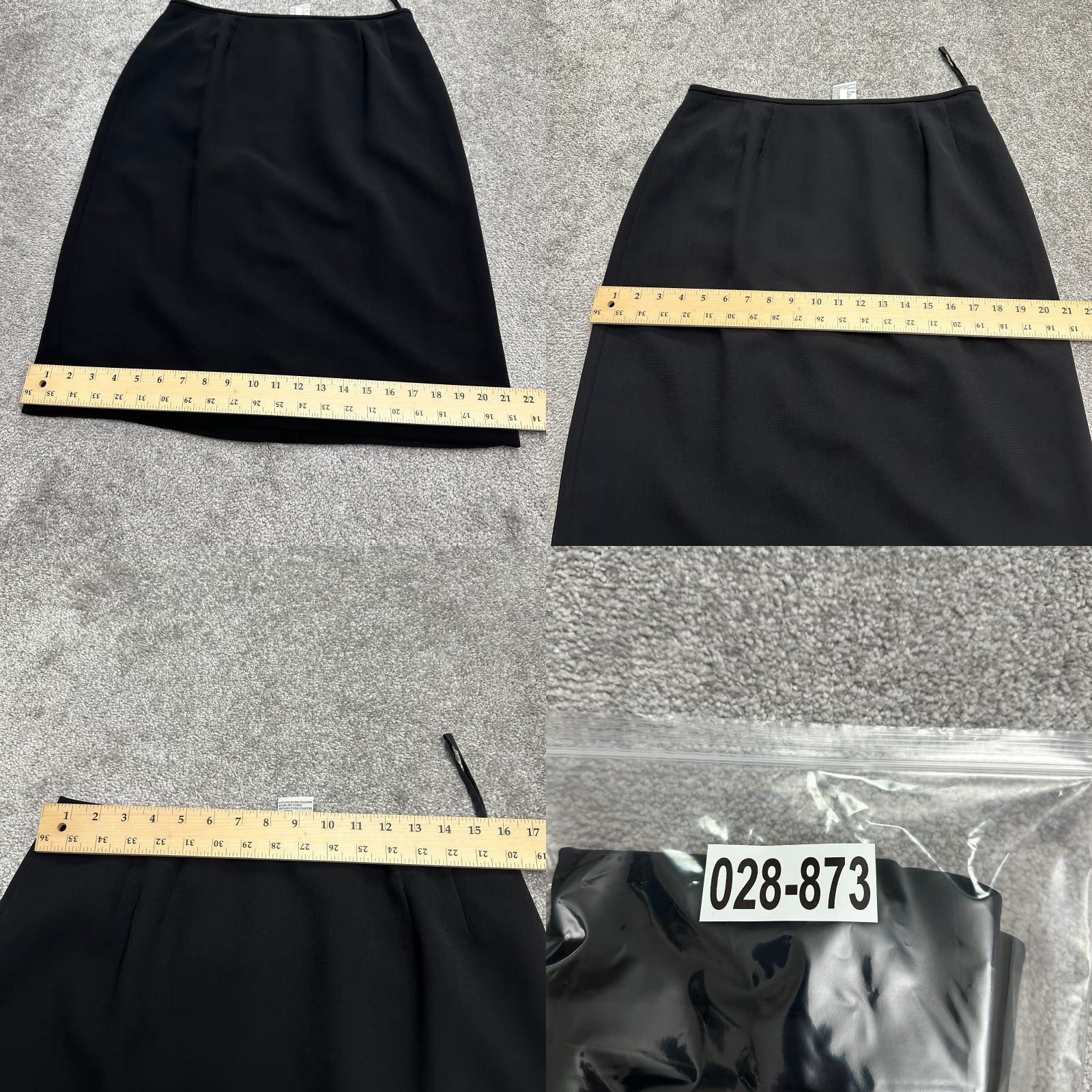 Vintage Le Suit Black Skirt Midi Pencil Womens 12 Zip Back Slit Workwear Office 26in Polyester Dry Clean Only Size 34" / US 12 / IT 48 - 8 Thumbnail