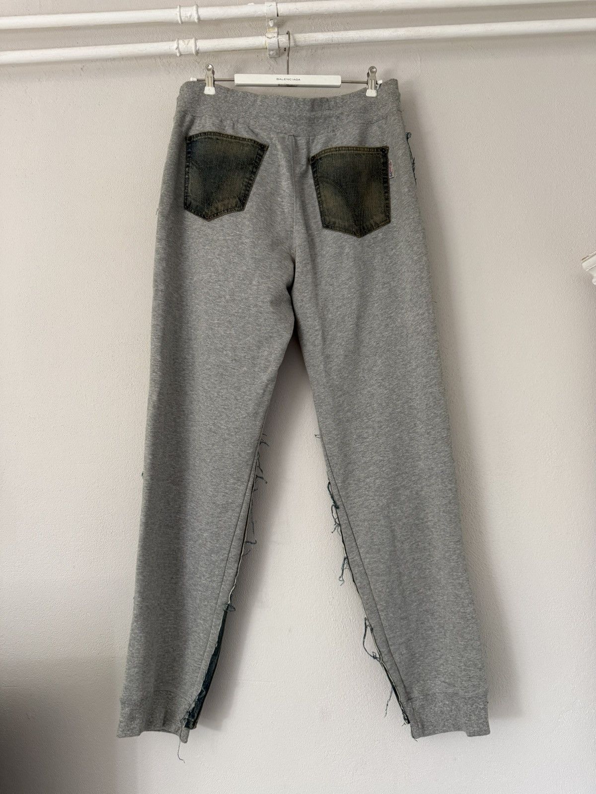 Dolce & Gabbana Distressed Hybrid Denim Sweatpants with Raw Edges Size US 34 / EU 50 - 7 Thumbnail