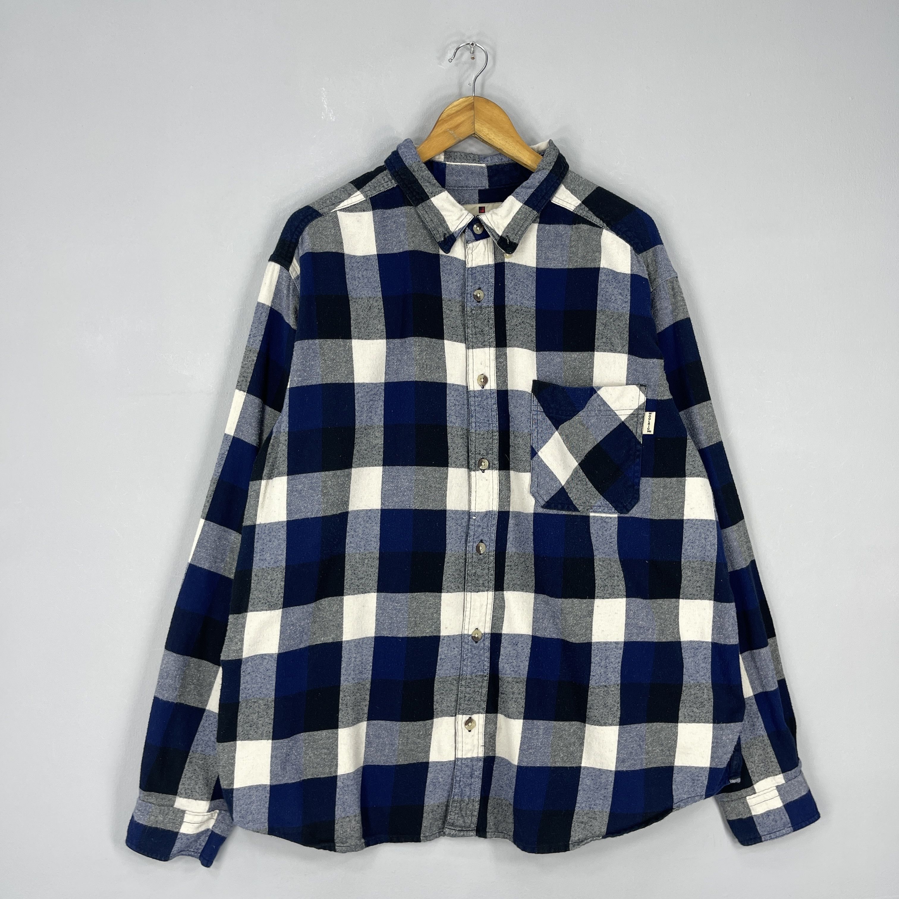 Woolrich Woolen Mills Vintage Y2K WOOLRICH Checkered Blue/Black Flannel Shirt Size US XXL / EU 58 / 5 - 4 Thumbnail