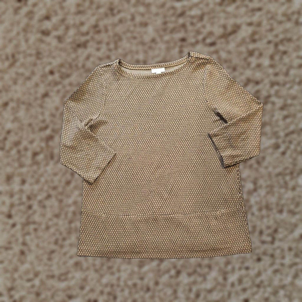J. Jill J Jill Top Womens Size Small Tan Beige Ponte 3/4 Sleeve Boat Neck Stretch Casual Size S / US 4 / IT 40 - 1 Thumbnail
