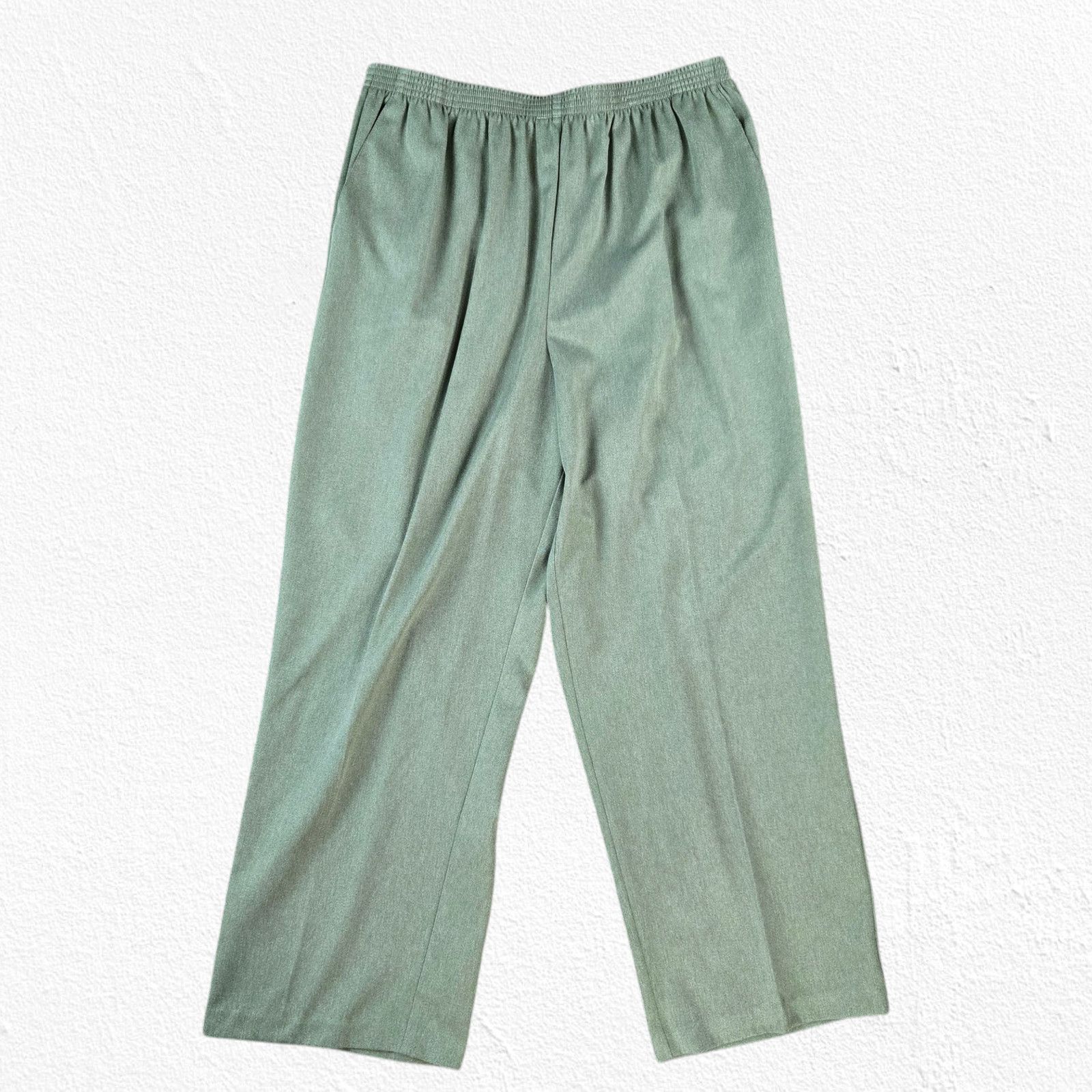 Other 90s Y2K Sage Green Elastic Waist Pants Size 14 Size 36" / US 14 / IT 50 - 2 Thumbnail