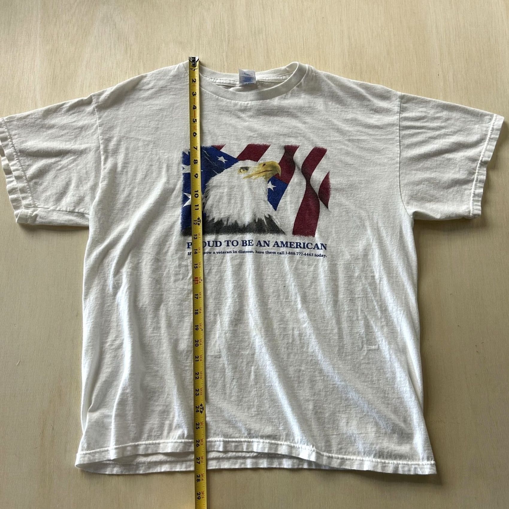 Vintage M&O Knits Shirt Mens Large White Proud To Be American Eagle Flag Tee T-Shirt Size US L / EU 52-54 / 3 - 6 Thumbnail