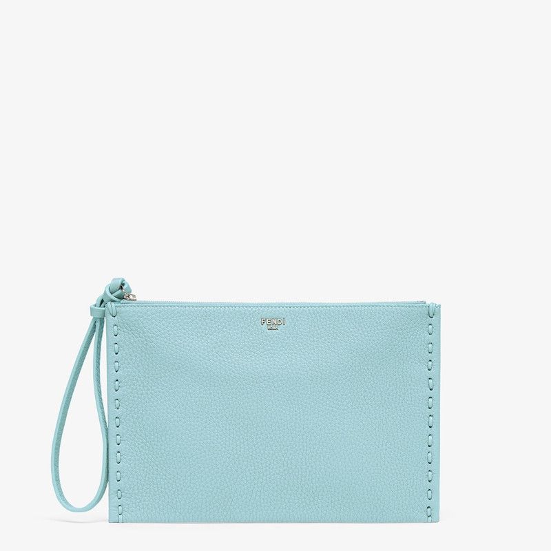 Fendi o1s1wg111225 Size: OS/Peekaboo Flat Pouch in Light Blue Size ONE SIZE - 1 Thumbnail