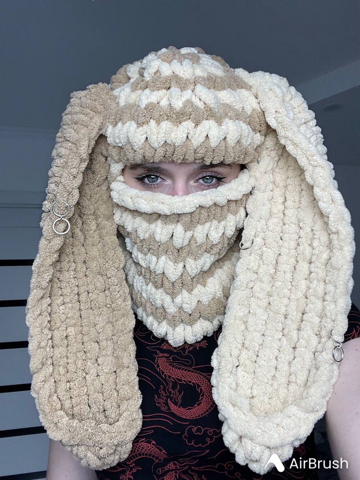 Handmade × Japanese Brand Handmade knitted balaclava/ ski mask bunny style Size ONE SIZE - 1 Thumbnail