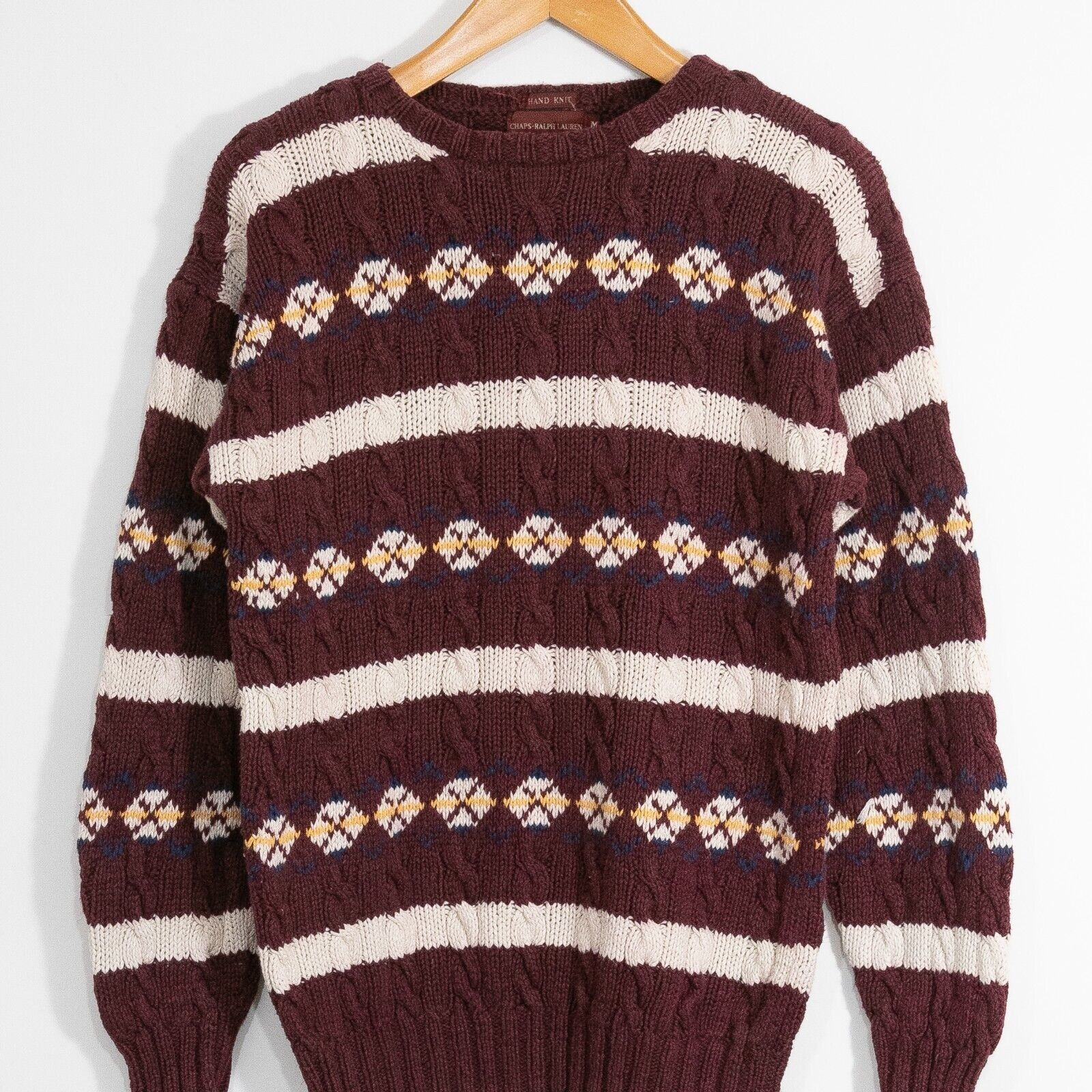 Chaps Ralph Lauren × Vintage Vintage Chaps Ralph Lauren Cotton Knit Sweater M Cable Knit Size US M / EU 48-50 / 2 - 2 Thumbnail