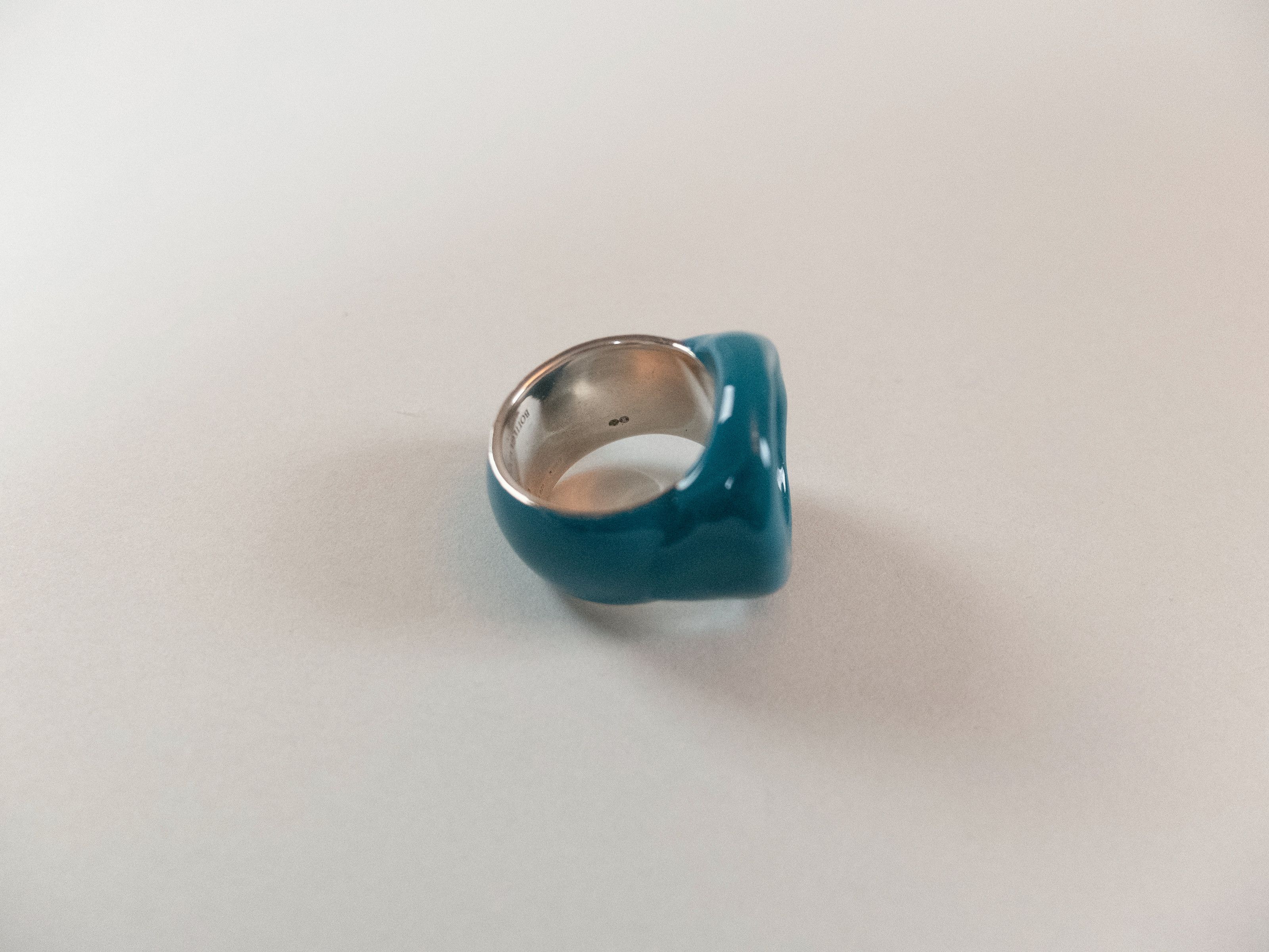 Bottega Veneta BOTTEGA VENETA Seal blue Sterling silver signet ring 9 17 q Size ONE SIZE - 4 Thumbnail