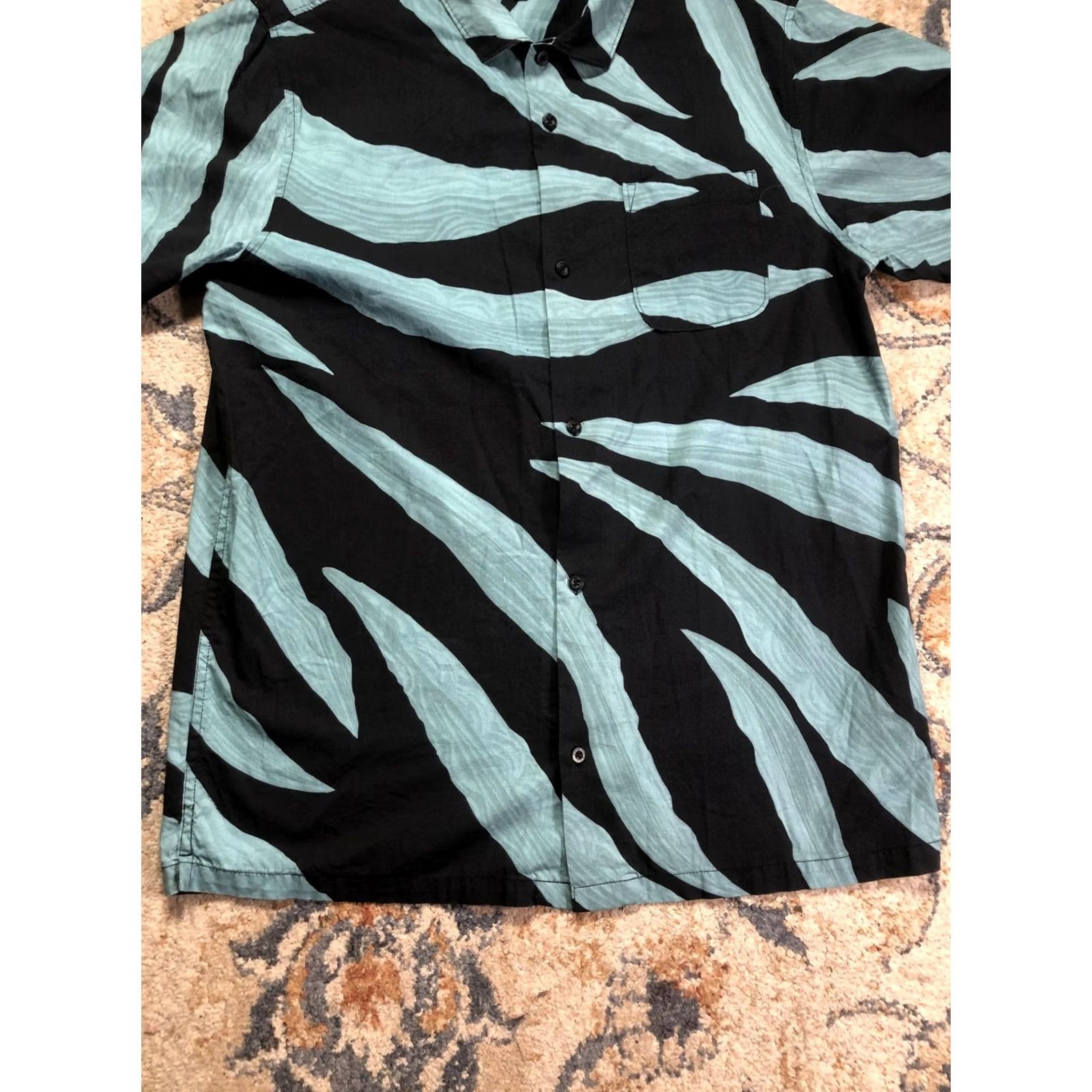 Roark Roark Mens Large Black Green Stripe Short Sleeve Button Up Shirt Striped Casual Size US L / EU 52-54 / 3 - 5 Thumbnail