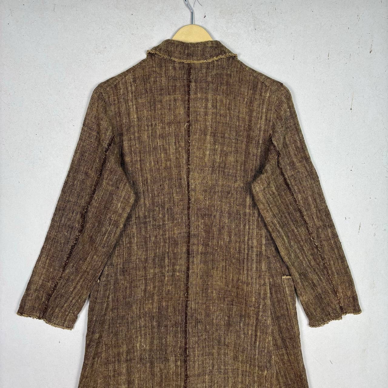 Japanese Brand Jurgen Lehl Brown Wool Tweed Coat Hand Woven Car Coat Jacket Size M / US 6-8 / IT 42-44 - 4 Thumbnail