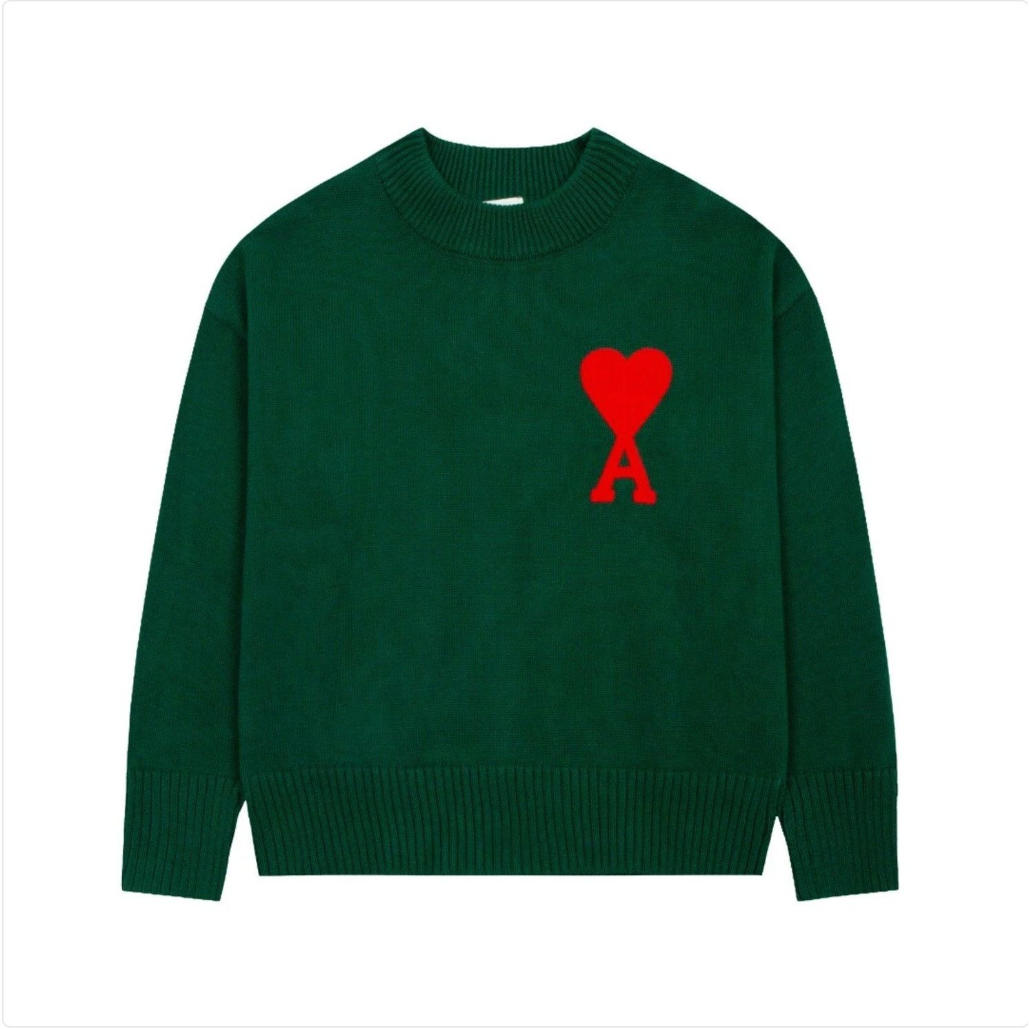 AMI AMI Alexandre Mattiussi Green Oversize Ami De Coeur Sweater Size US L / EU 52-54 / 3 - 1 Thumbnail