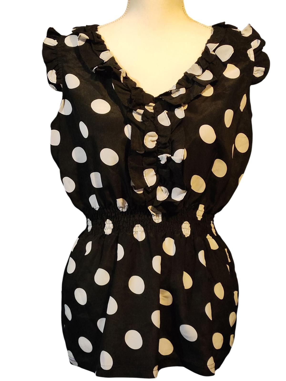 Designer Zoe Sundae Polka Dot Ruffle Sleeveless Women's Top Size L / US 10 / IT 46 - 3 Thumbnail