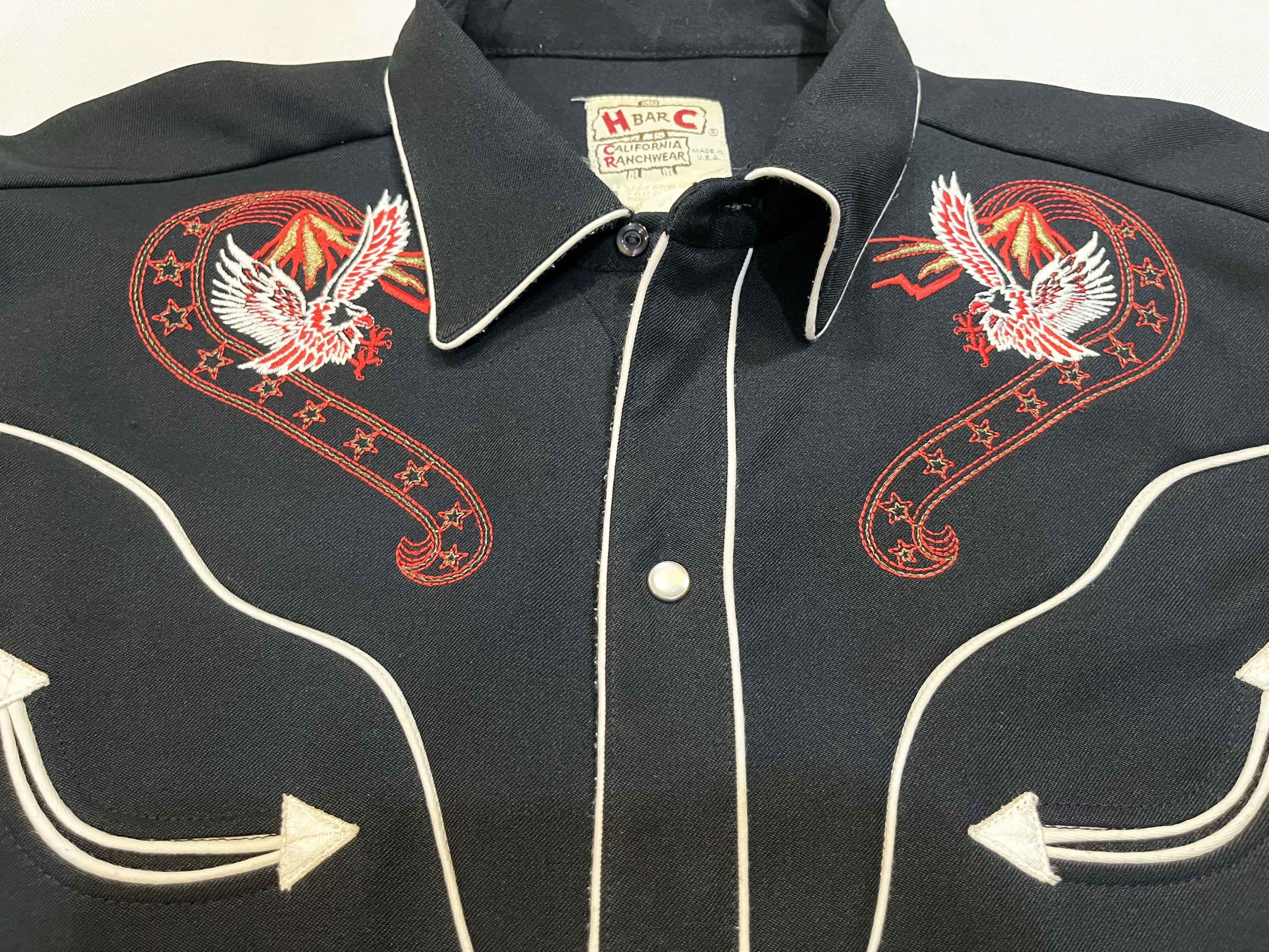 Vintage Vintage H Bar C Western Cowboy Embroidered Snap Button Shirt Size US L / EU 52-54 / 3 - 3 Thumbnail