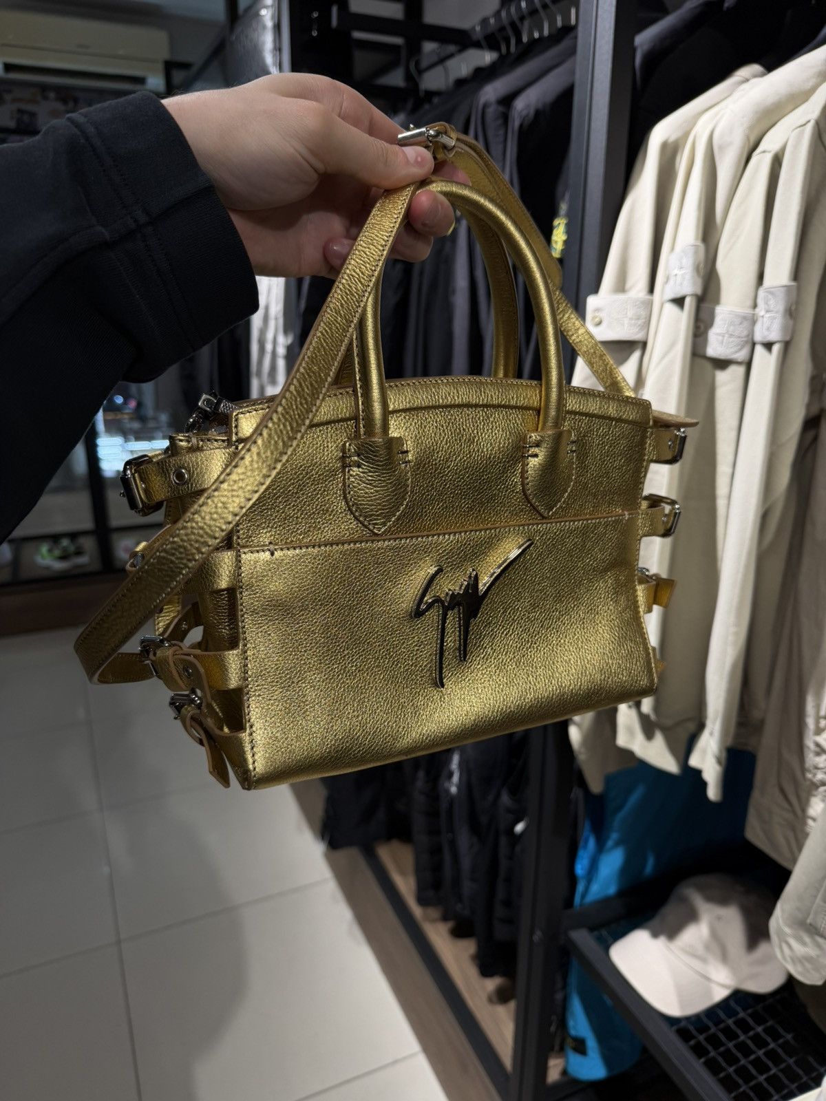 Giuseppe Zanotti Giuseppe Zanotti Gold Metallic leather Top Handle Bag logo Size ONE SIZE - 2 Thumbnail