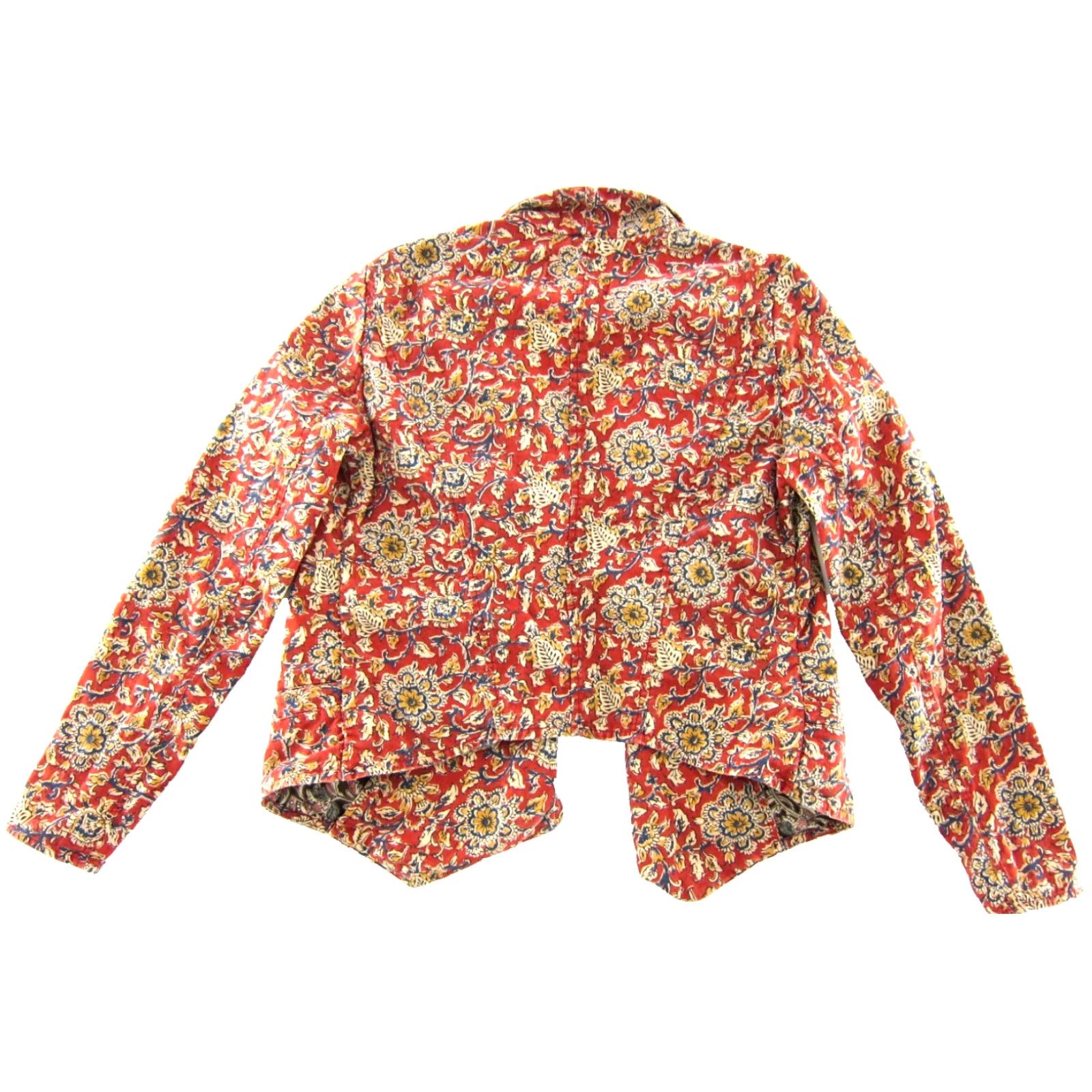 Mango MANGO Blazer Women Small 100% Cotton Floral Pocket Jacket Red Blue Yellow" Size S / US 4 / IT 40 - 2 Thumbnail