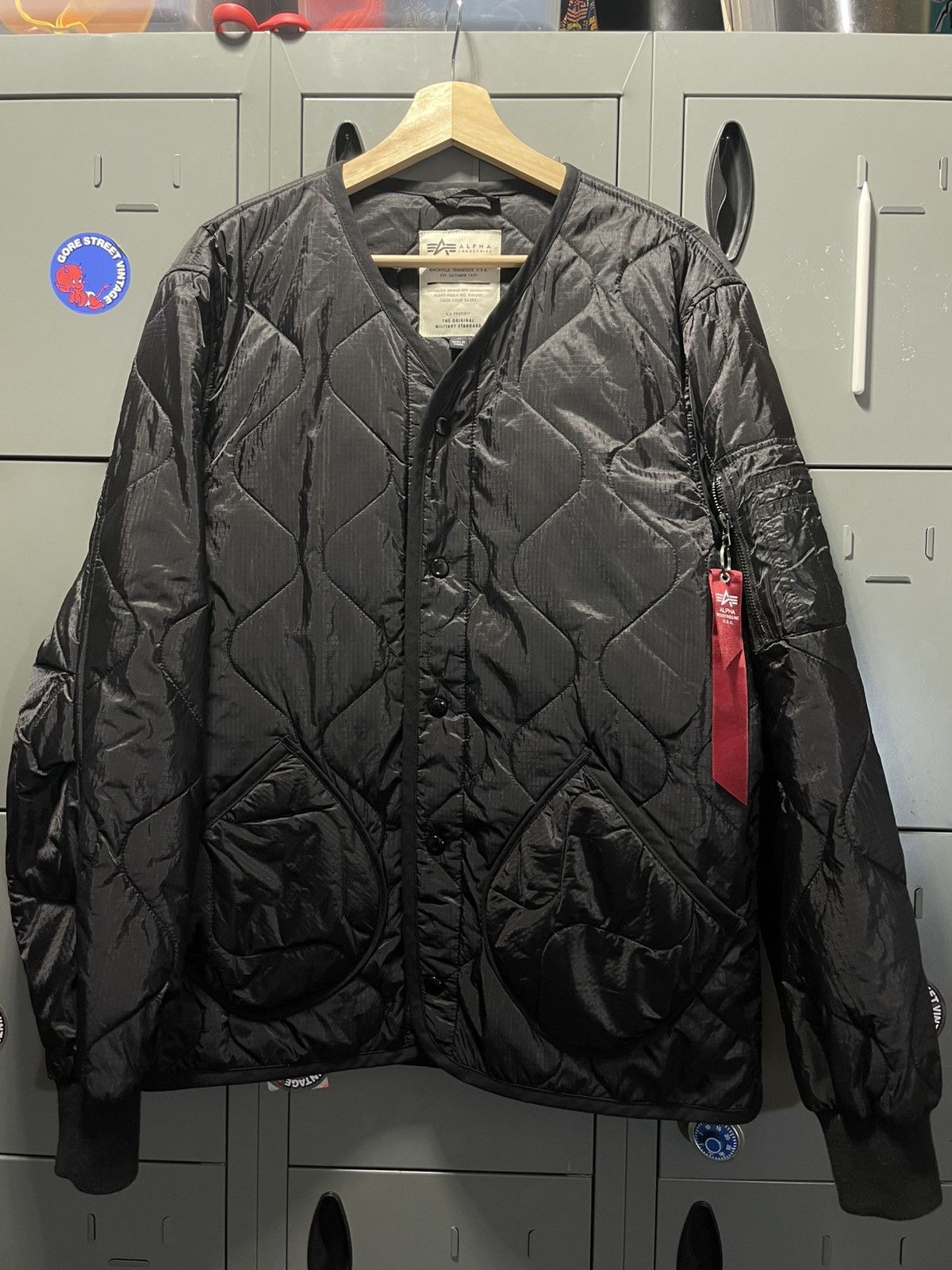 Alpha Industries quilted liner button up flight jacket