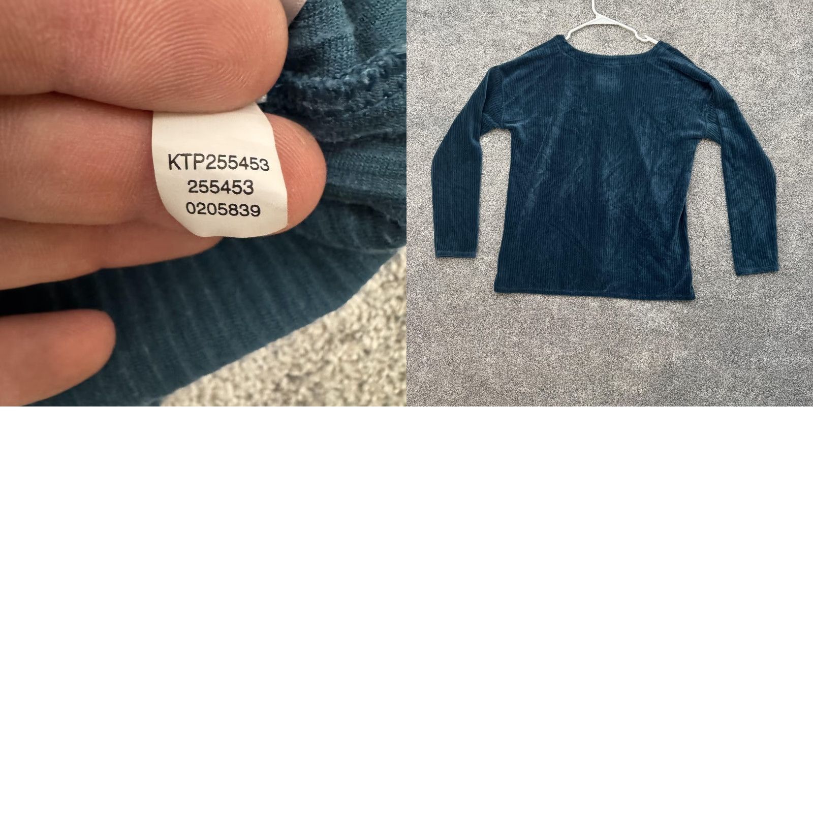 J. Jill J Jill Pullover Top Blouse Tall M V-Neck Long Sleeve Ribbed Velour Easy Care Blue Womens Size M / US 6-8 / IT 42-44 - 8 Thumbnail