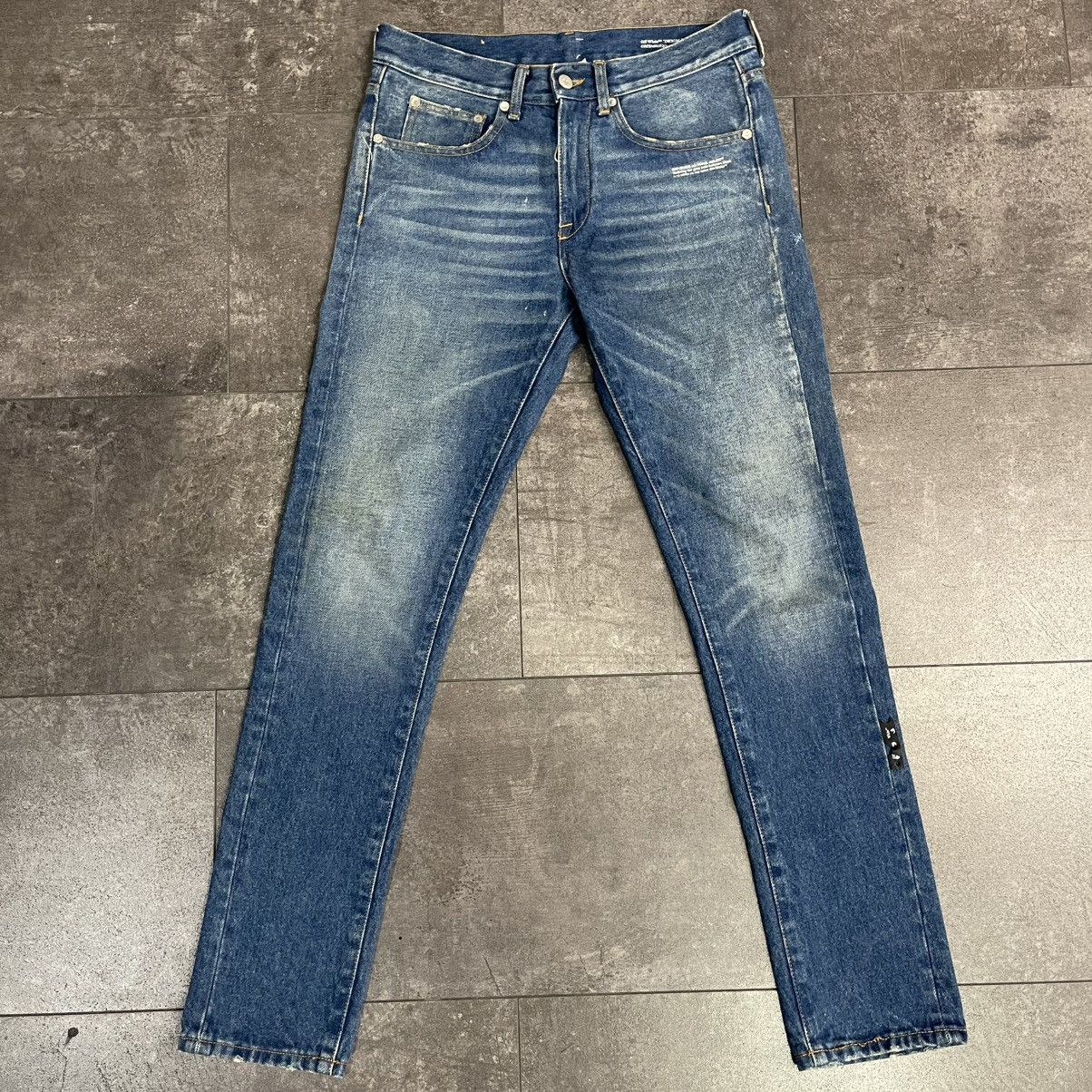 Off-White Off-White Diag Pocket Slim Jeans Medium Blue White Size US 29 - 1 Thumbnail