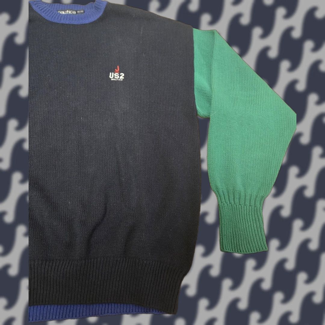 Nautica Nautica Sweater Mens XL Multicolor Colorblock Crewneck Knit US2 Nautical Logo Front Chest Embroidered Sail Royal Blue Green Red Navy Blue Yellow? Size US XL / EU 56 / 4 - 1 Thumbnail
