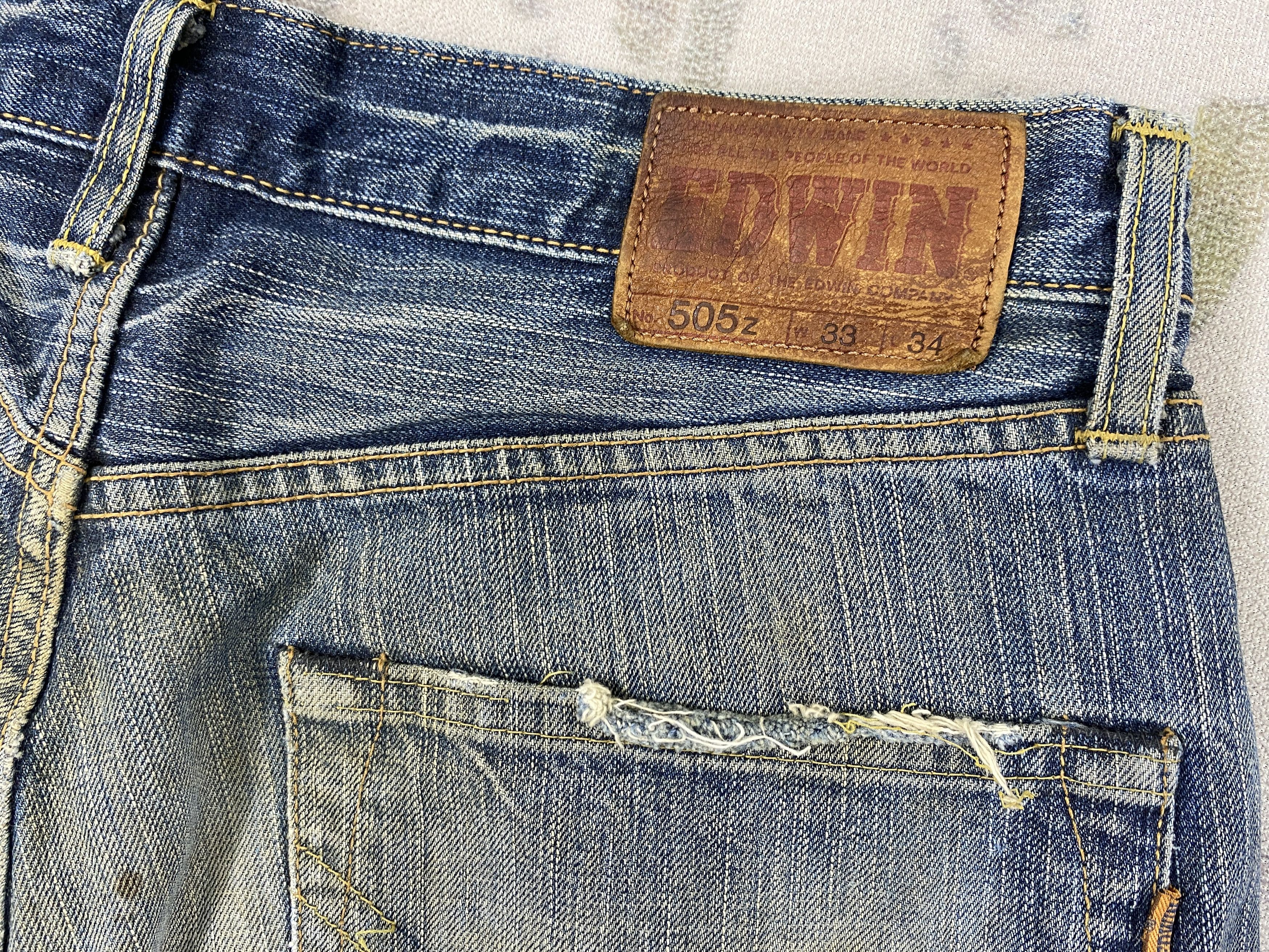 Edwin 33x27 Selvedge Distressed Vintage Edwin Jeans Denim- JN3722 Size US 33 - 11 Thumbnail