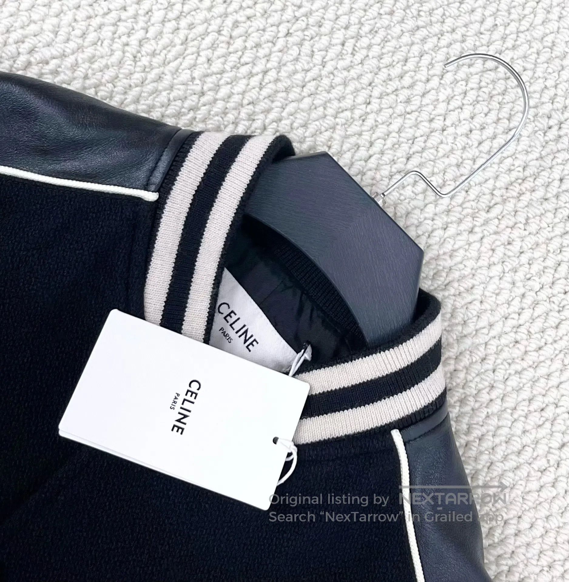 Celine CELINE Black and White Leather Sleeve Baseball Jacket| Size US S / EU 44-46 / 1 - 3 Thumbnail