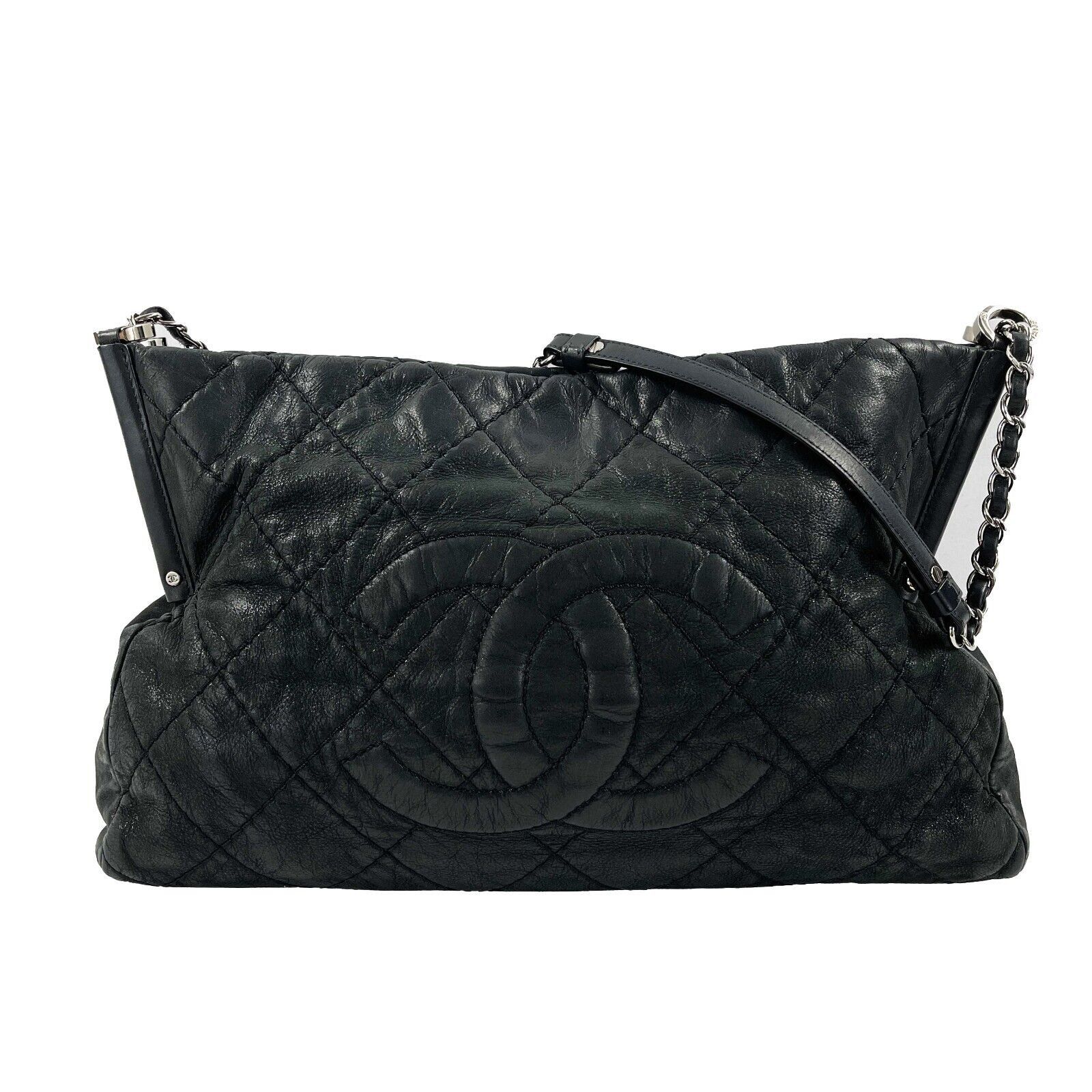 image of Chanel - Sea Hit Cc Iridescent Calfskin Medium Black Shoulder Bag, Women's