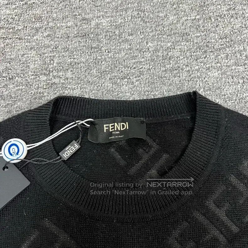 Fendi Fendi Double F Black Full Monogram Wool Knit Sweater Size US M / EU 48-50 / 2 - 5 Thumbnail
