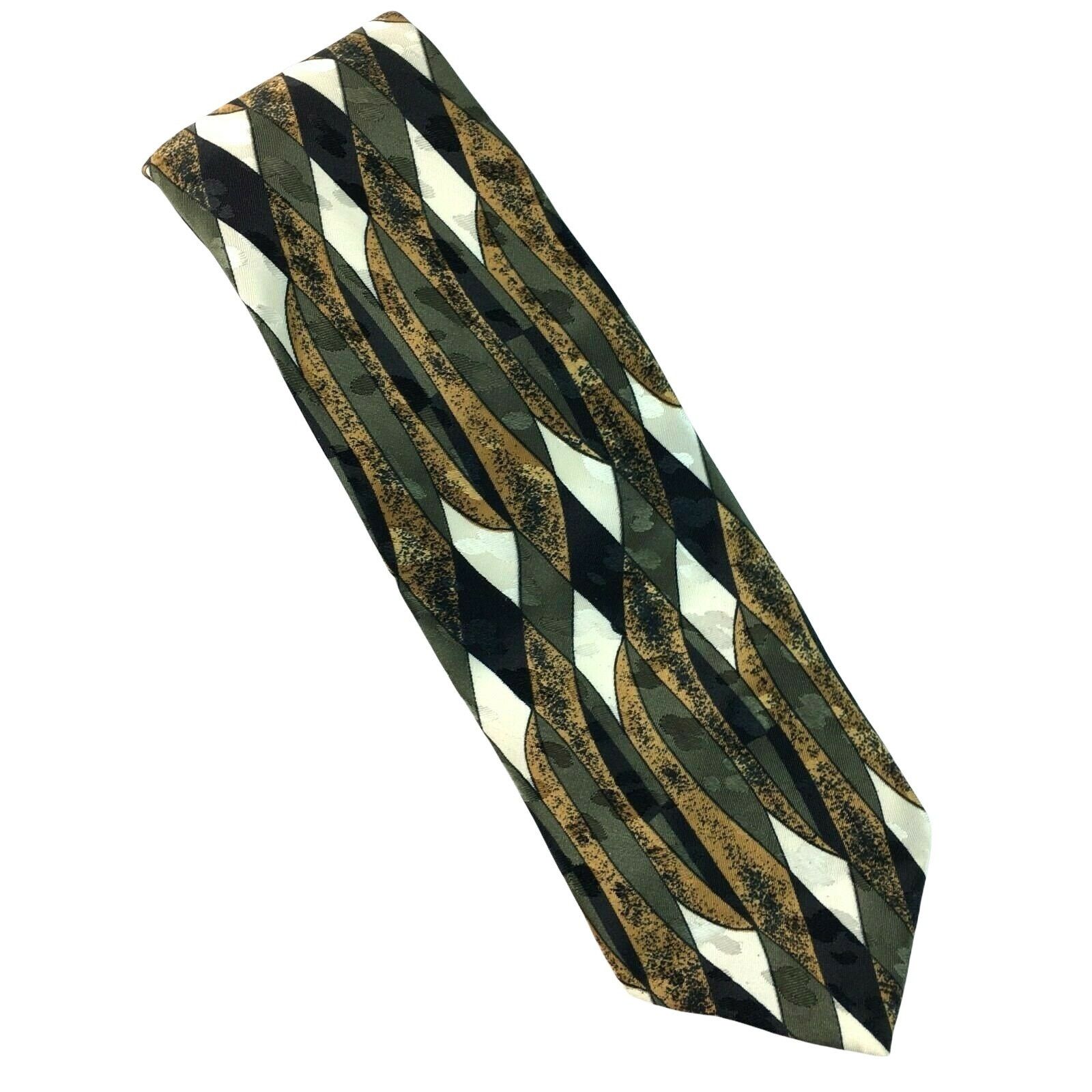 Other Gianno Dress Tie Mens Necktie Black Gold Geometric Pattern u Size ONE SIZE - 1 Thumbnail