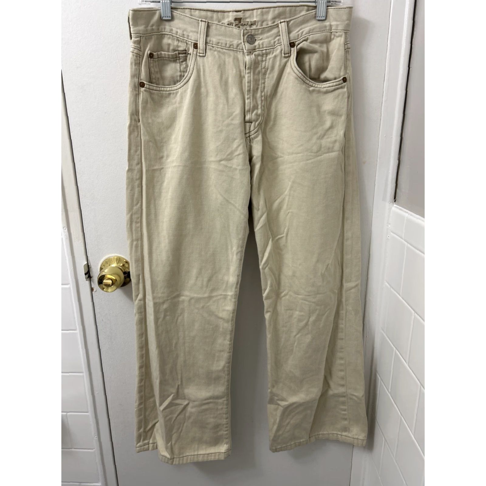 7 For All Mankind VINTAGE 7 For All Mankind Jeans Mens 30x27 Beige MADE IN USA Relaxed/Straight Fit 5-Pocket Denim Pants USA Mens Size US 30 / EU 46 - 2 Thumbnail