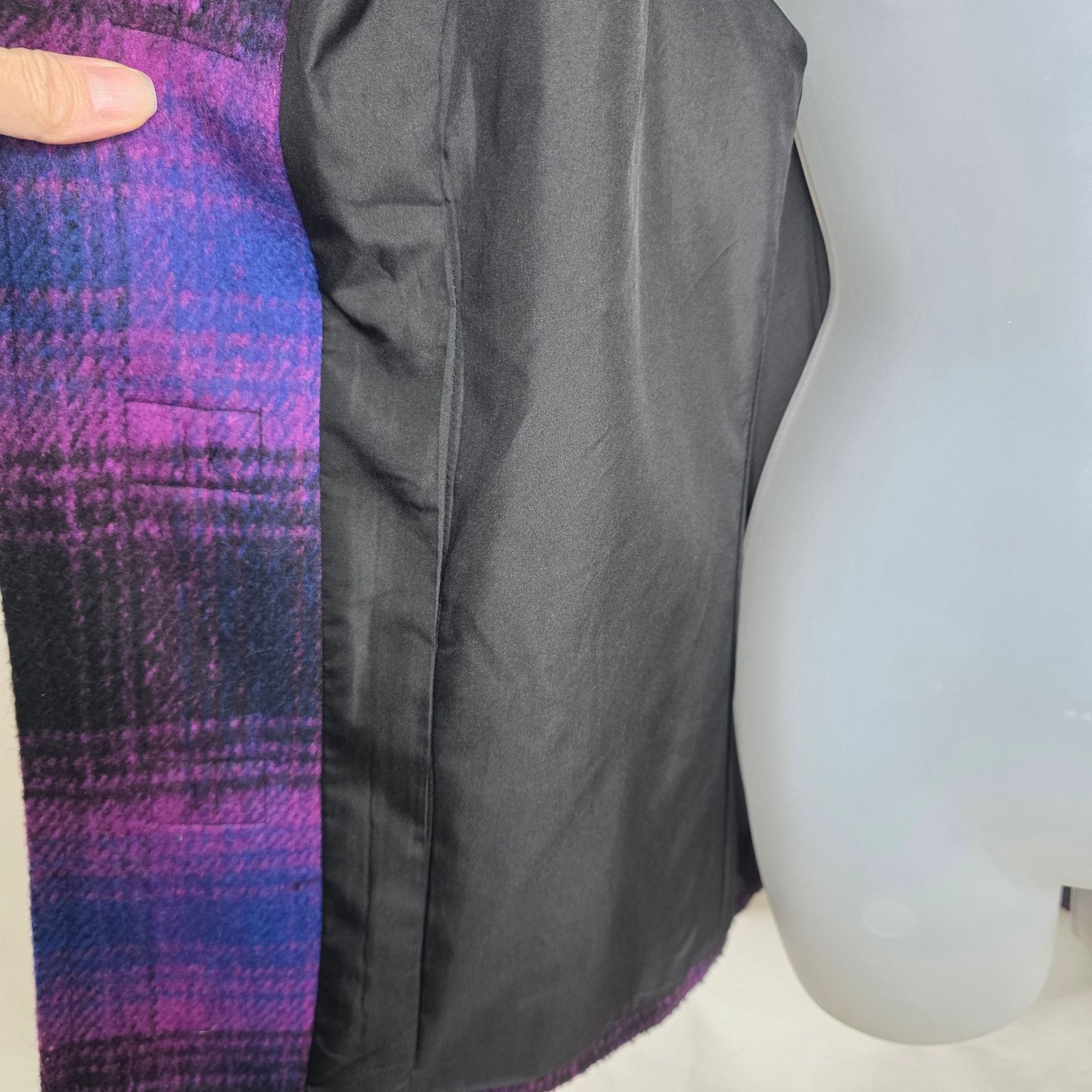 Coldwater Creek Coldwater Creek Purple & Black Plaid Wool Blend Jacket Size XL / US 12-14 / IT 48-50 - 16 Thumbnail