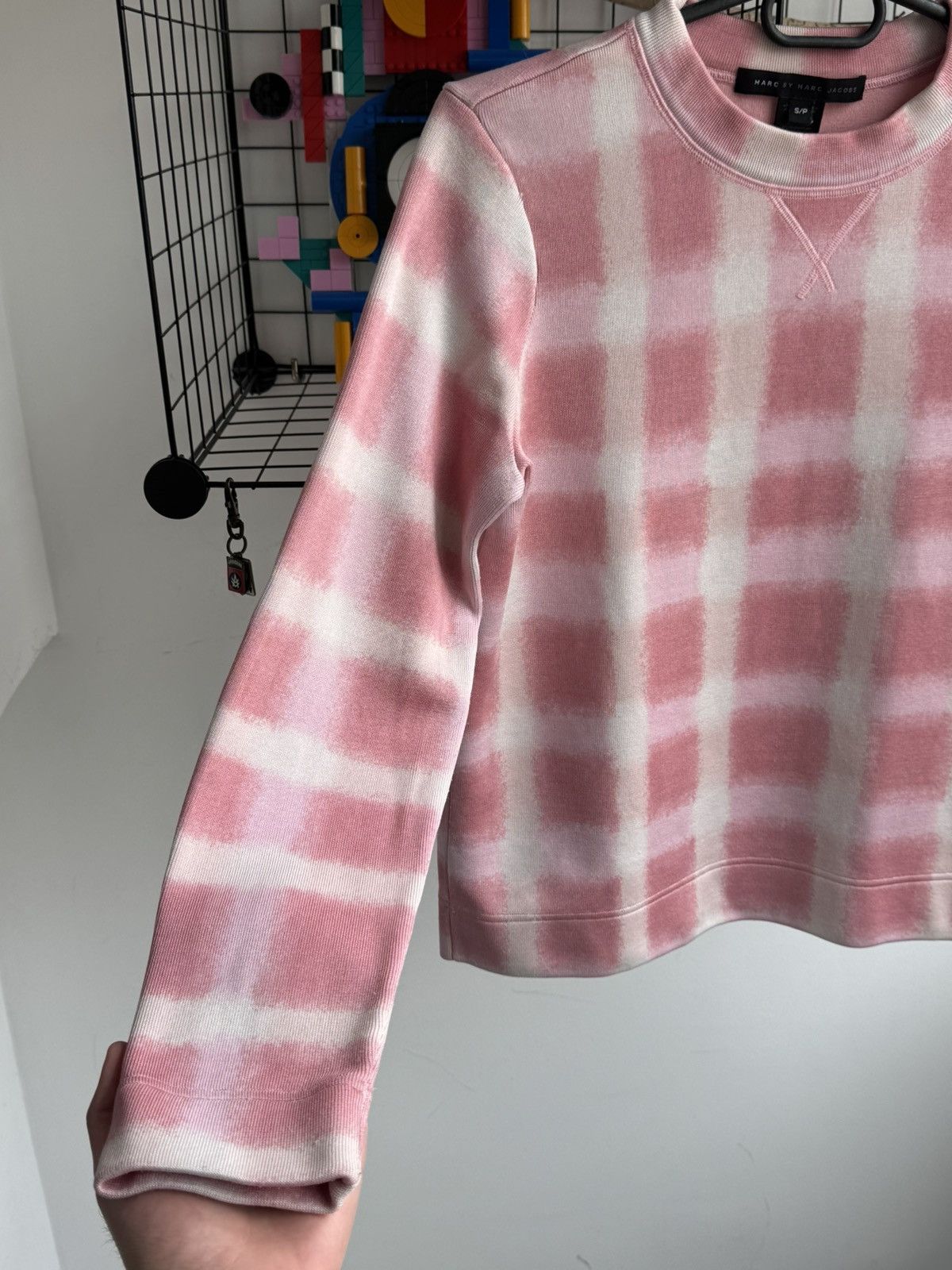 Marc by Marc Jacobs Marc by Marc Jacobs Blurred Gingham Sweatshirt In Piggy Pink Size S / US 4 / IT 40 - 3 Thumbnail
