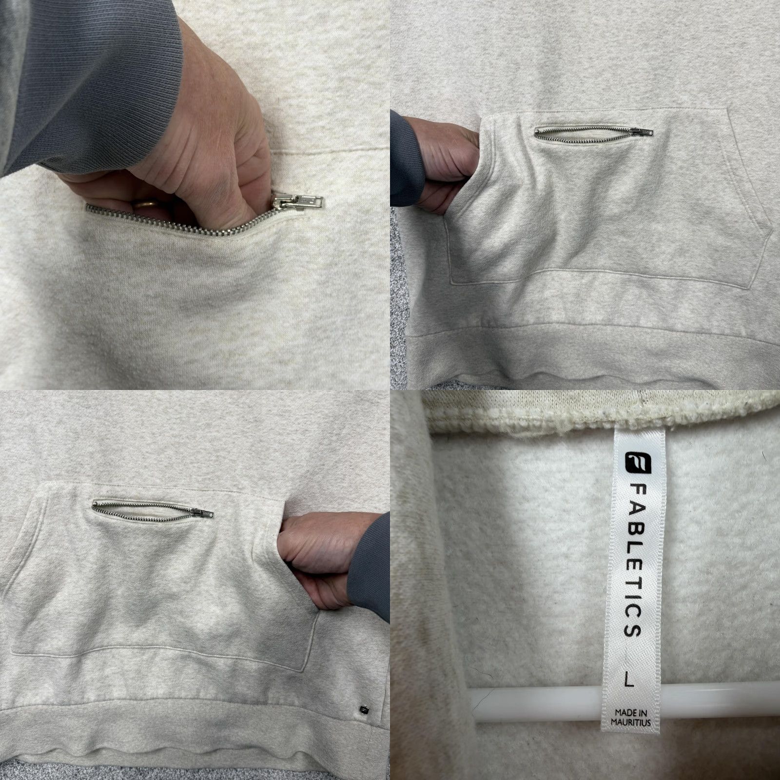 Fabletics Fabletics Sweatshirt Womens Large White Cowl Neck Fleece Pullover Zip Pocket Size L / US 10 / IT 46 - 8 Thumbnail