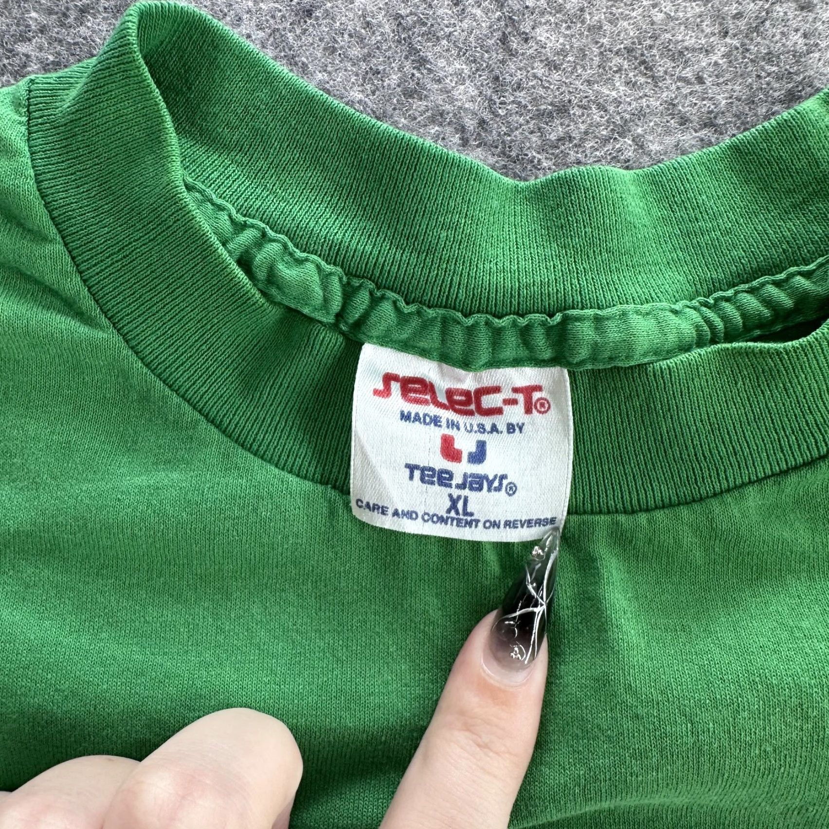 TEE JAYS VINTAGE St. Bernard C.Y.O. Shirt Mens XL Green 32 Single Stitch Made USA 80s Size US XL / EU 56 / 4 - 4 Thumbnail
