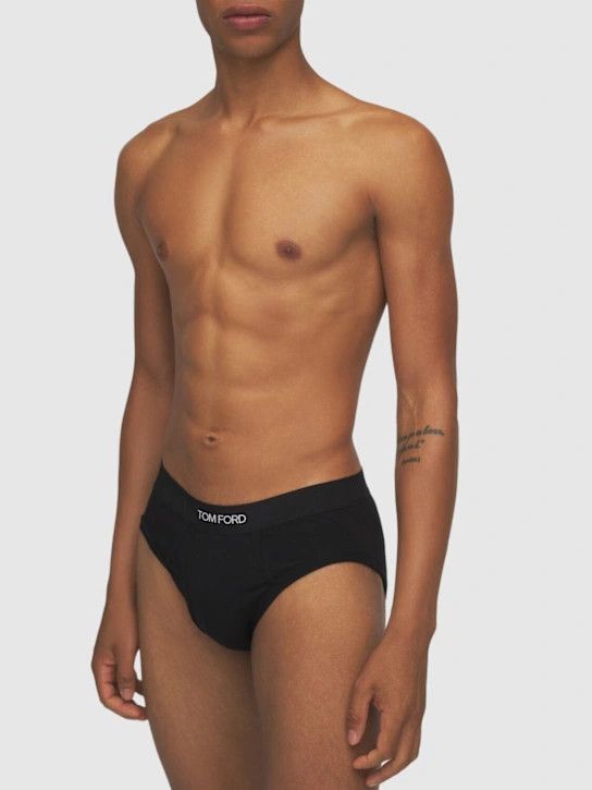 Tom Ford o1lsvrm0525 Size: L/Logo Stretch Cotton Briefs in Black Size ONE SIZE - 4 Thumbnail